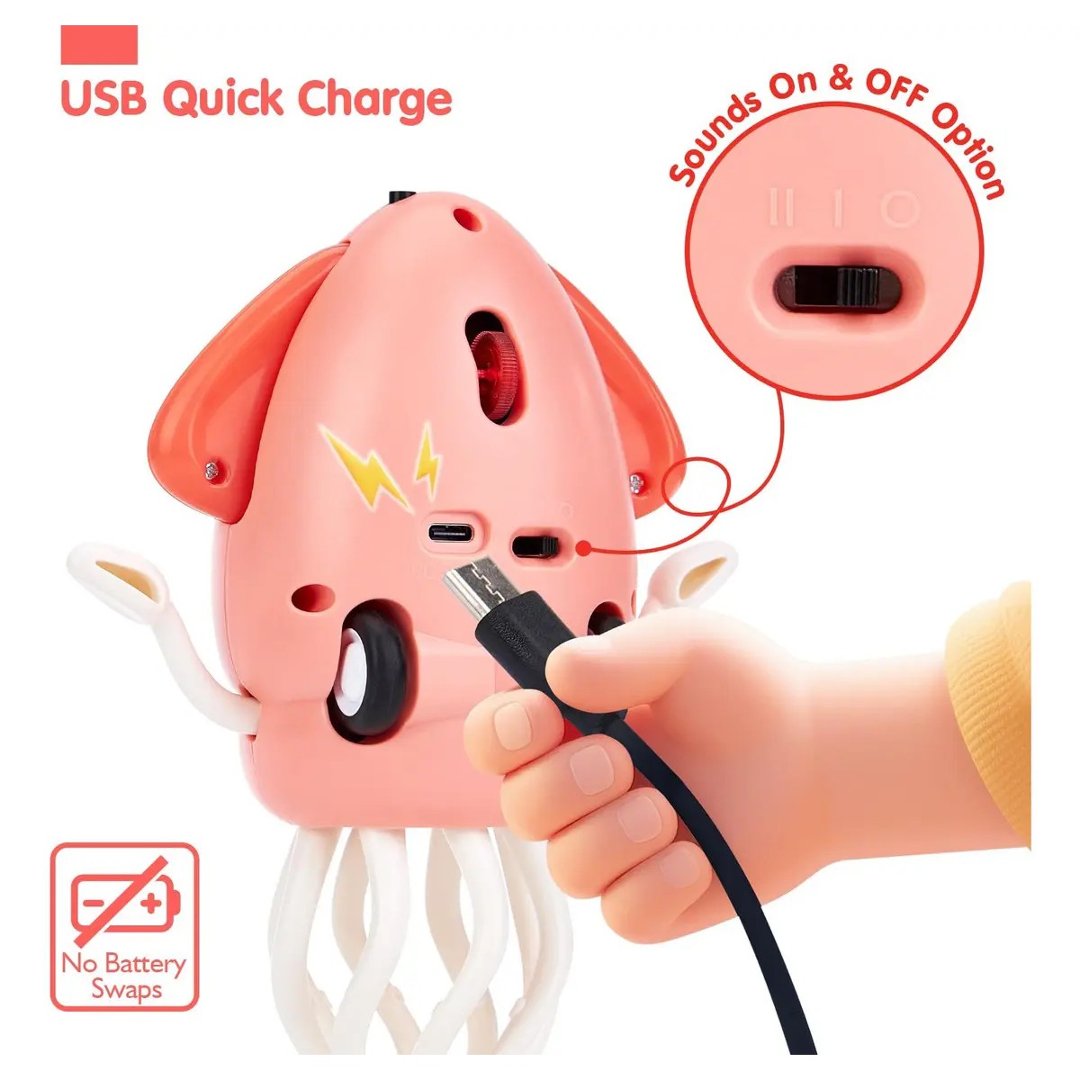 Juguete de Arrastre Pulpo con Sensor, M&uacute;sica y Luz LED para Beb&eacute;s image number null