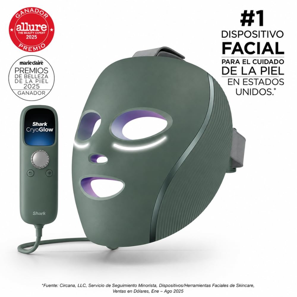 Shark CryoGlow M&aacute;scara LED Antiedad, Roja, Azul e Infrarroja, Verde image number null