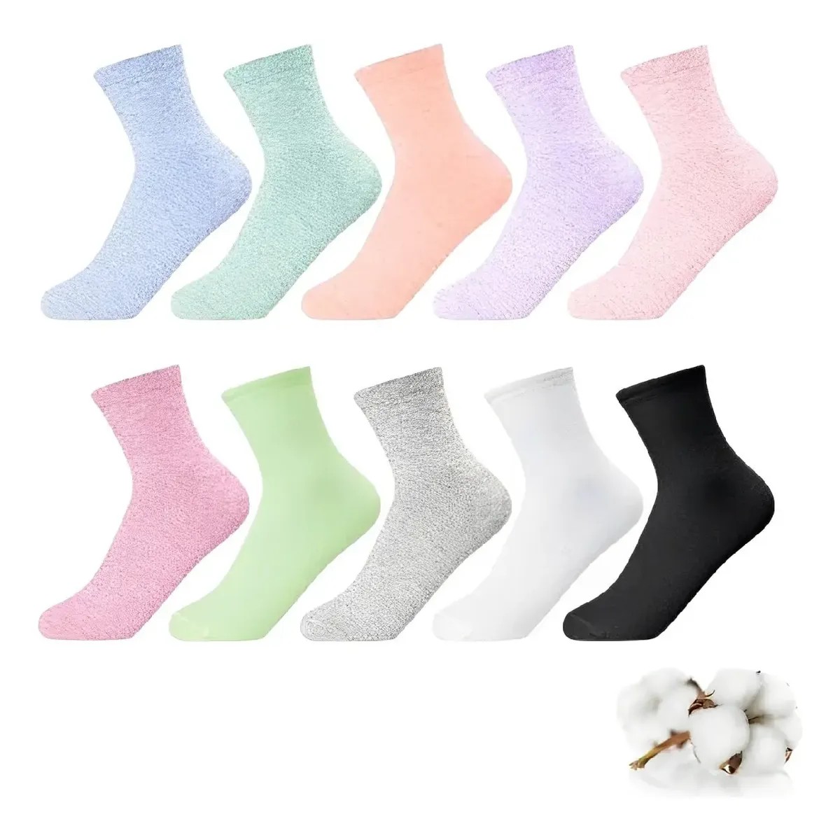 Calcetines Largas Mujer Termicos De Algodon Colores 10 Pares image number null