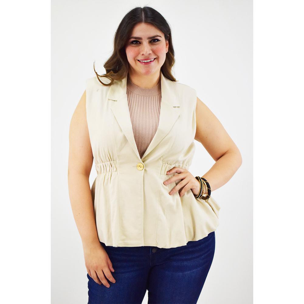 Chaleco de lino Roman Fashion /Tallas Extras, 2321 (Beige) image number null