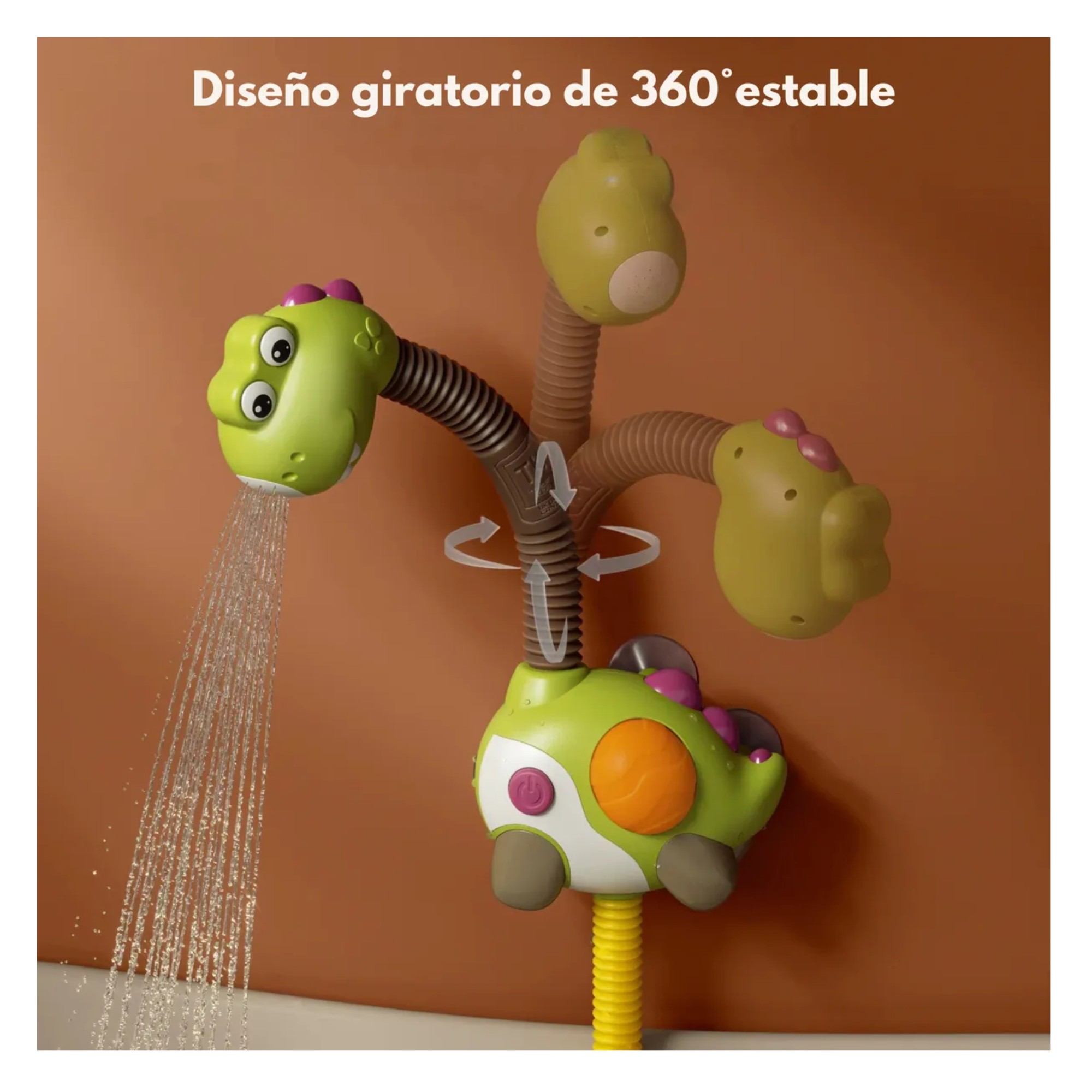 "Dino Splash Divertido Juguete Ba&ntilde;o Beb&eacute; Ducha Regadera Tobog&aacute;n Flotadores Verde de Buena calidad Excelente Accesorio image number null