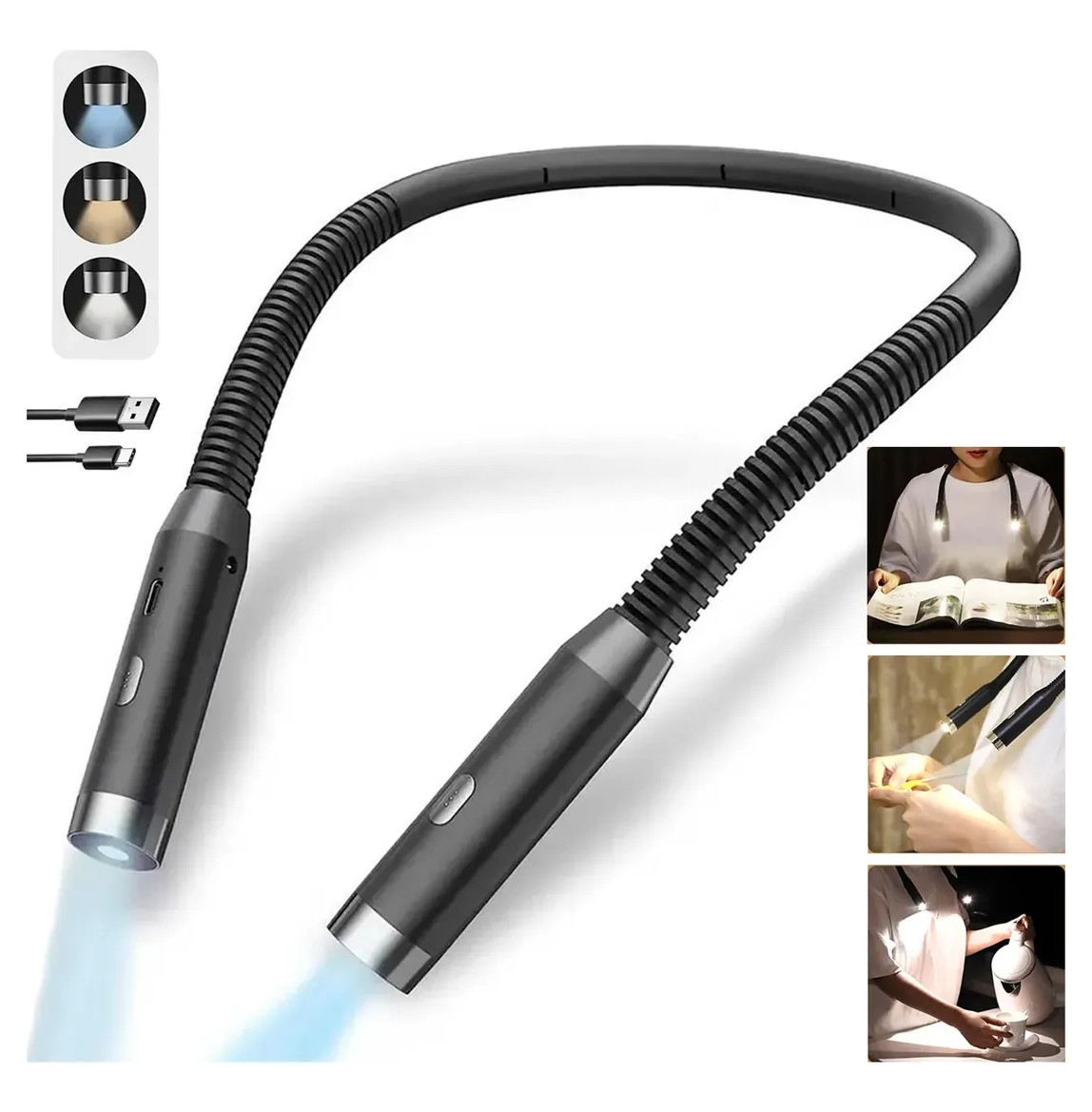 Luz De Lectura Led Con Brillo Ajustable Negro image number null