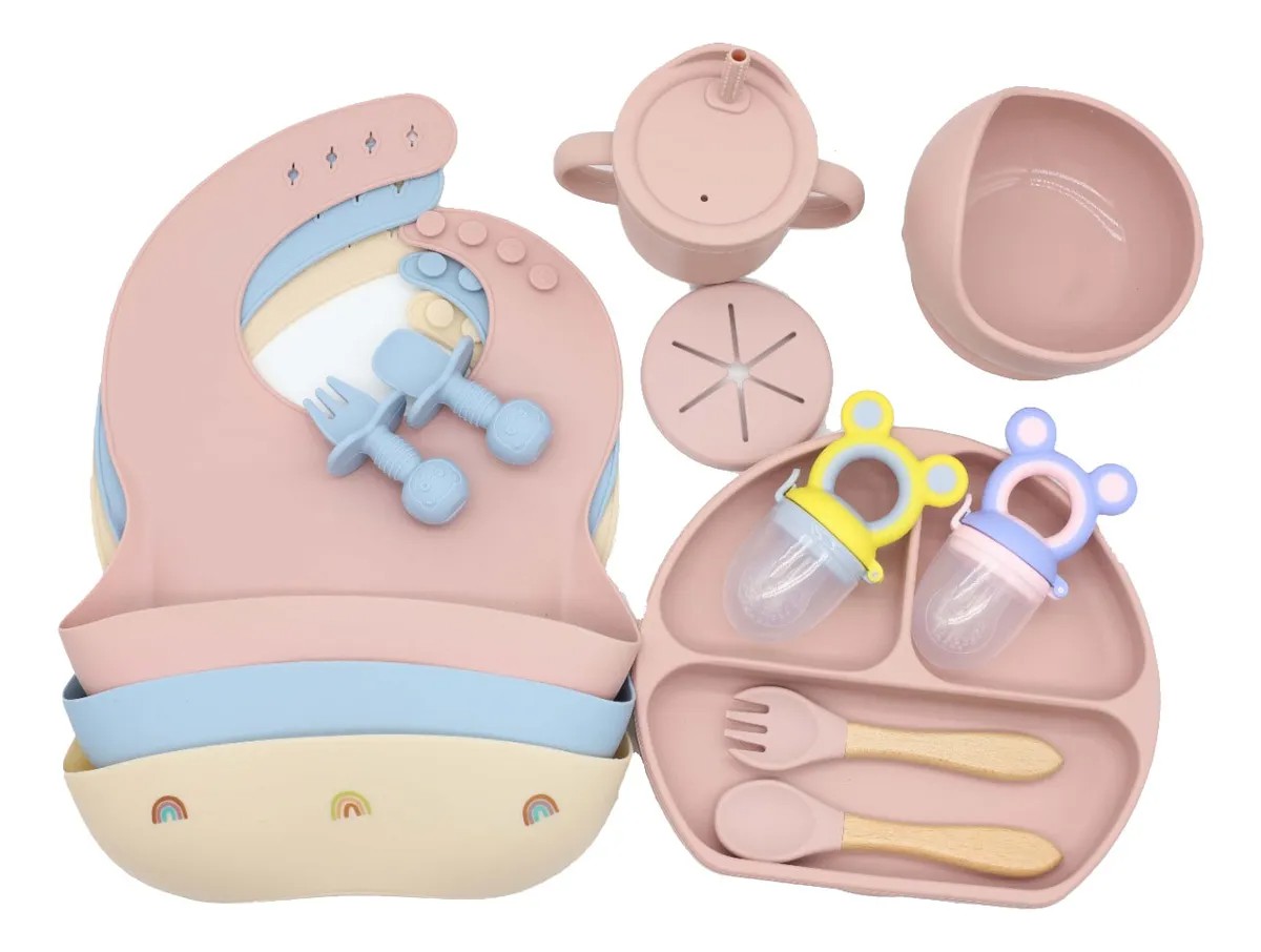 Juego De Cubiertos De Silicona Antideslizante Para Beb&eacute; 14pc image number null
