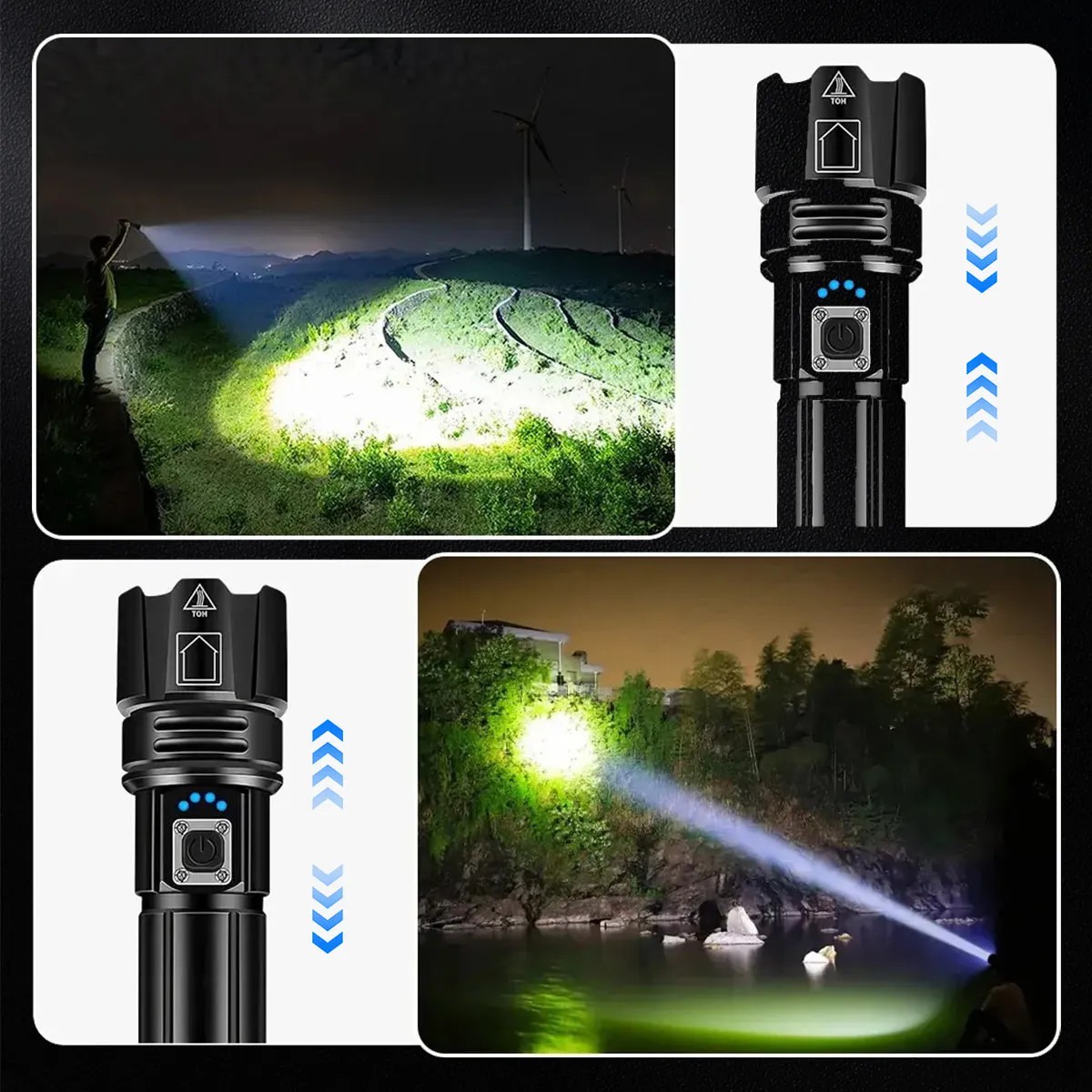 L&aacute;mpara T&aacute;ctica Led Recargable 200000lm Luz Blanca estuche negro image number null
