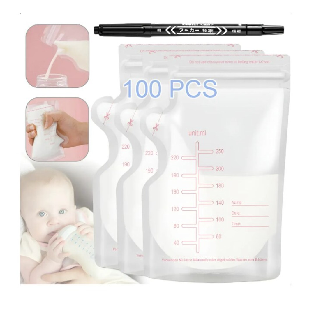 Bolsa De Almacenamiento De Leche Materna 250ml 100 Piezas Modelo Transparente image number null