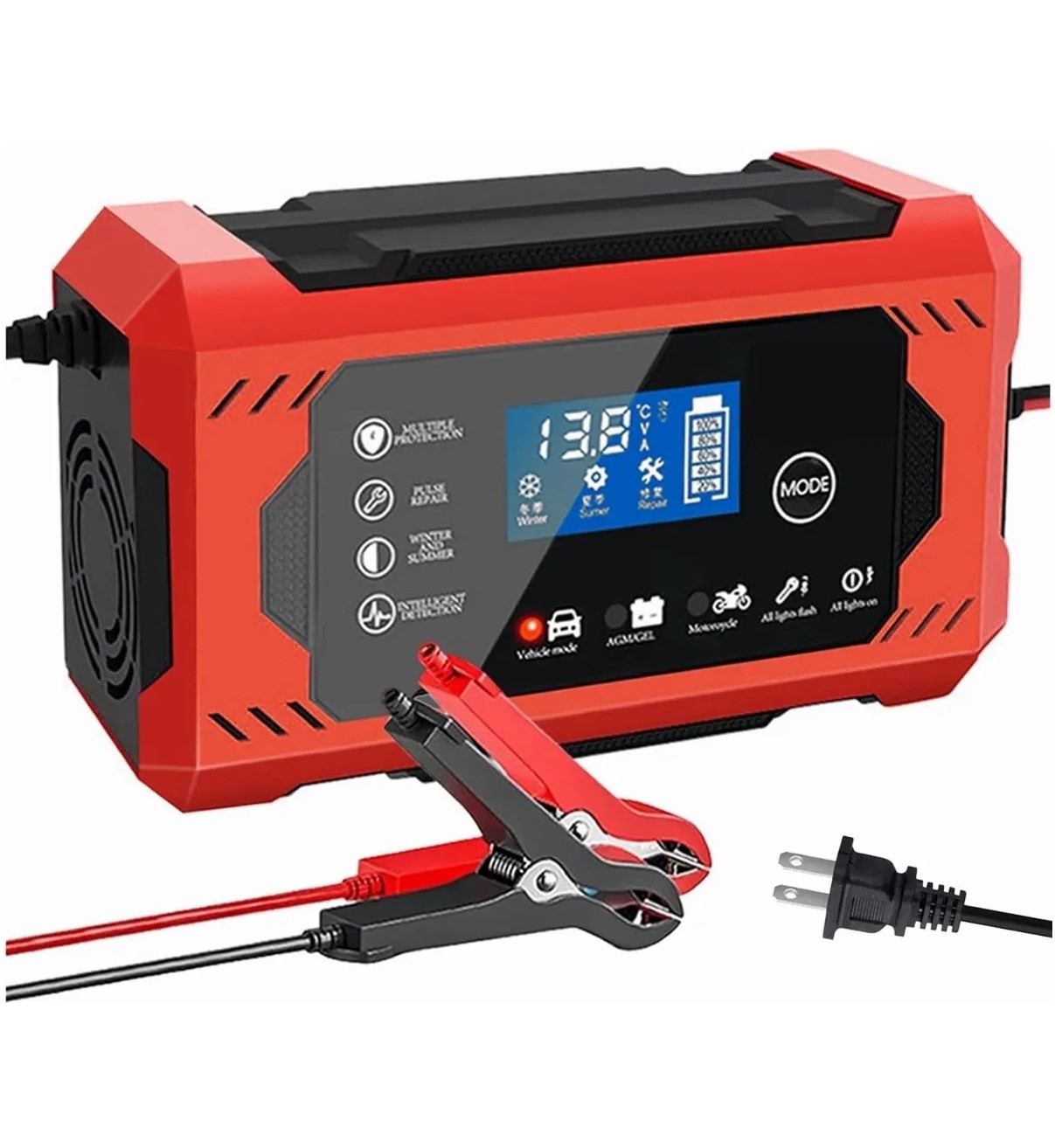 Cargador De Bater&iacute;a De Coche Moto Inteligente 12v 6a Malubero Color Negro image number null