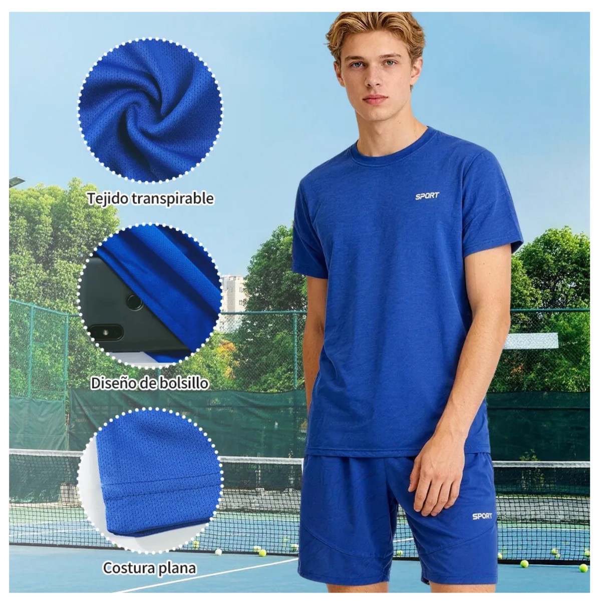 Conjunto De Playera Mangas Cortas Y Short Deportivo Hombre Negro Talla XXXL image number null