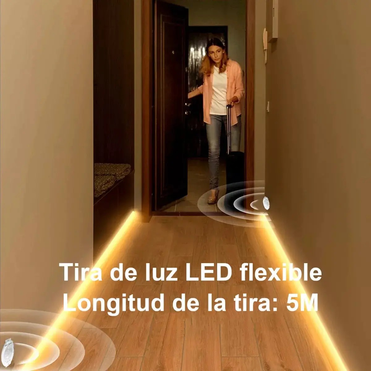 Tira Luces Led Sensor Para Cuartos 5m Luz Blanco C&aacute;lido image number null
