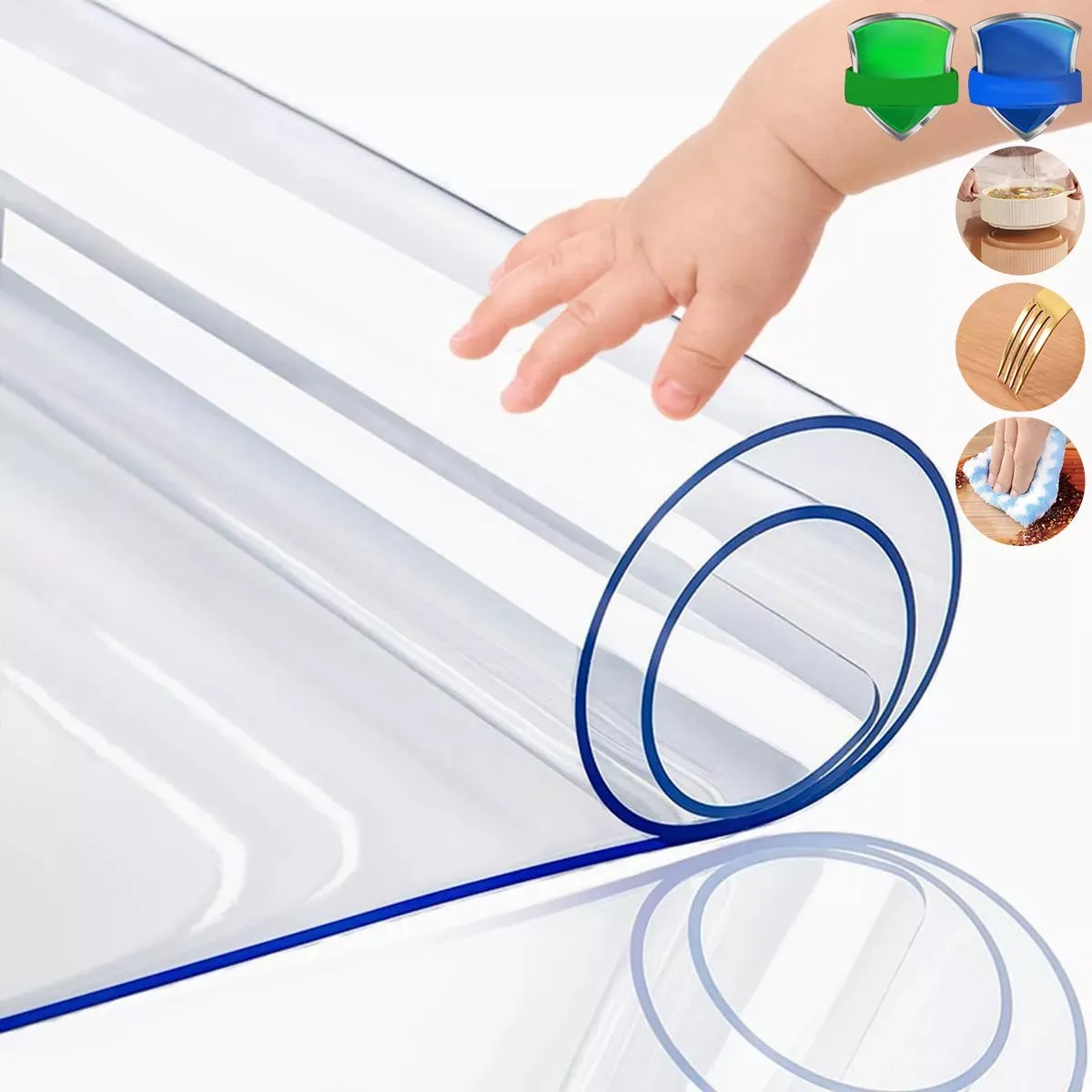 W 1 Protector De Mesa Etechmart, Impermeable, Transparente image number null
