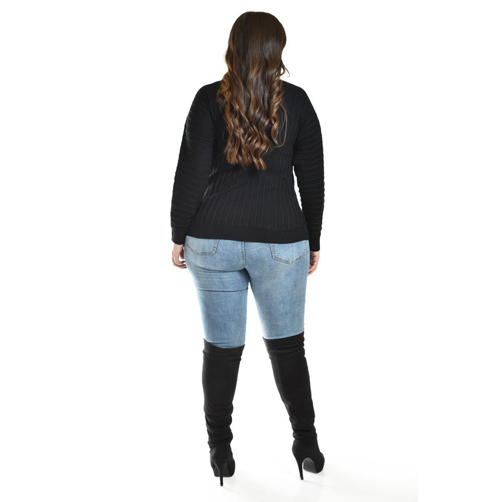 Sueter con relieve a rayas Roman Fashion / Tallas Extras, 4002 (Negro) image number null