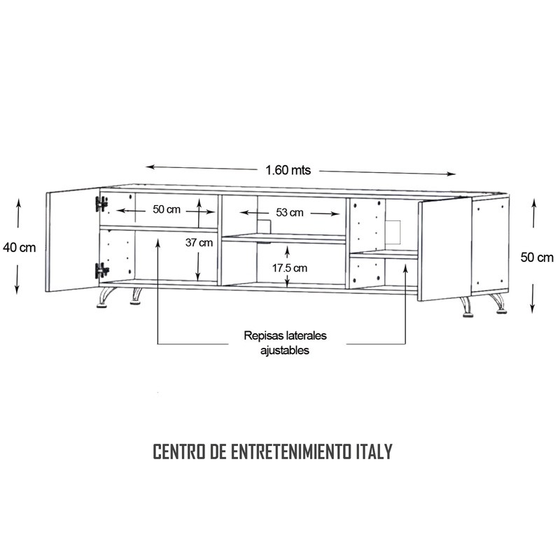 Mueble para TV de 70" Italy Moderno Hogare Gris Blanco image number null