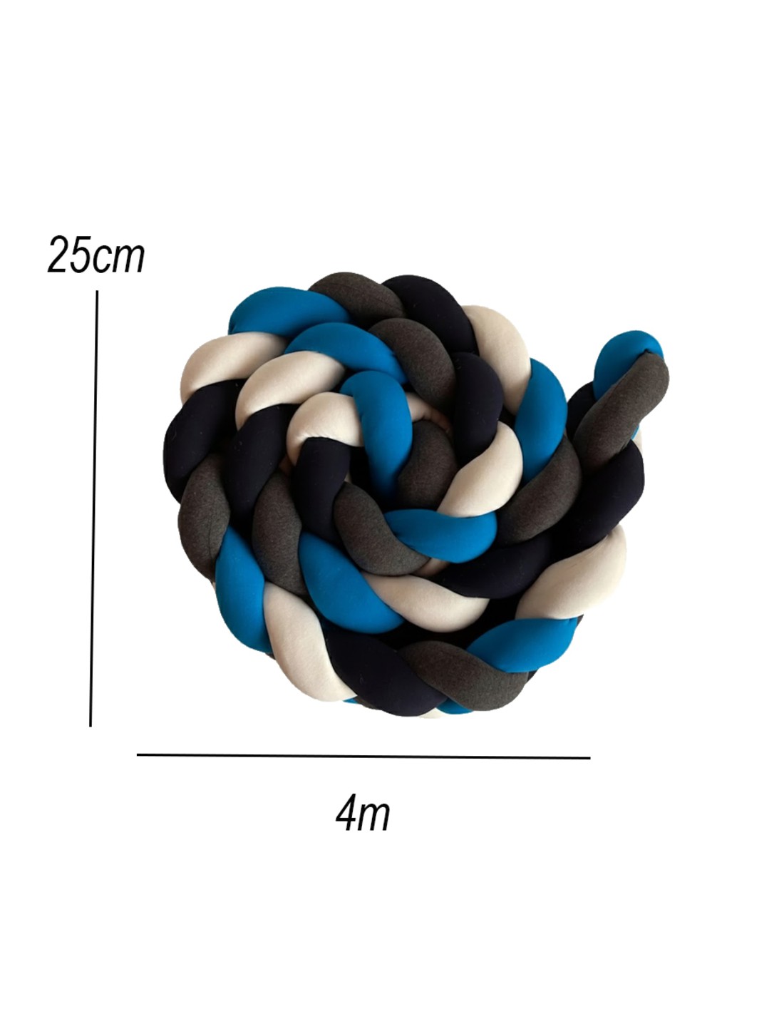 Protector Trenza Cuna Cama 4 Tubos 4 Mts Azul Beb&eacute; Esquinas Liso Multicolor image number null