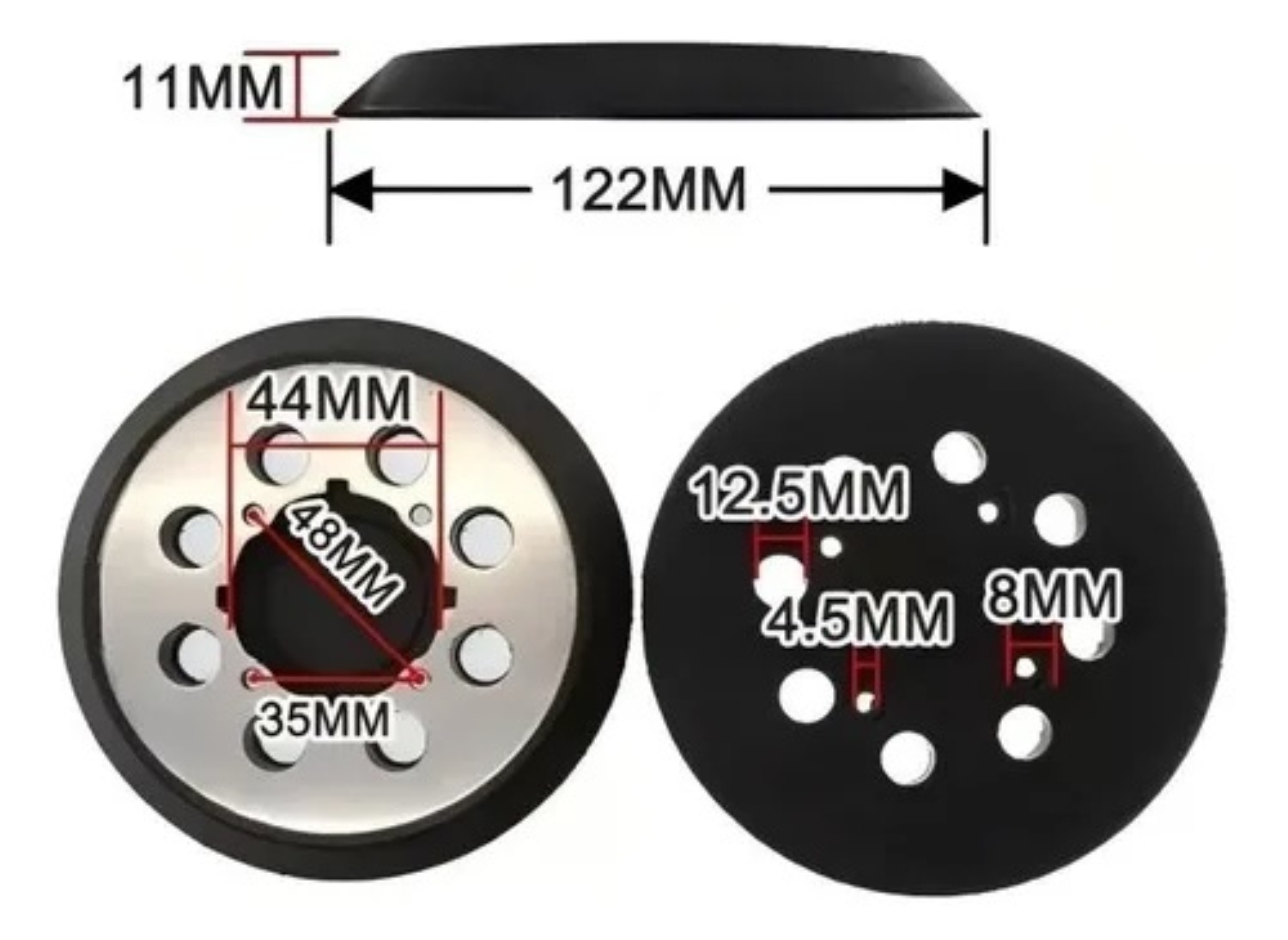 2 Bases+respaldo De Velcro Para Lijadora Negro Plata image number null