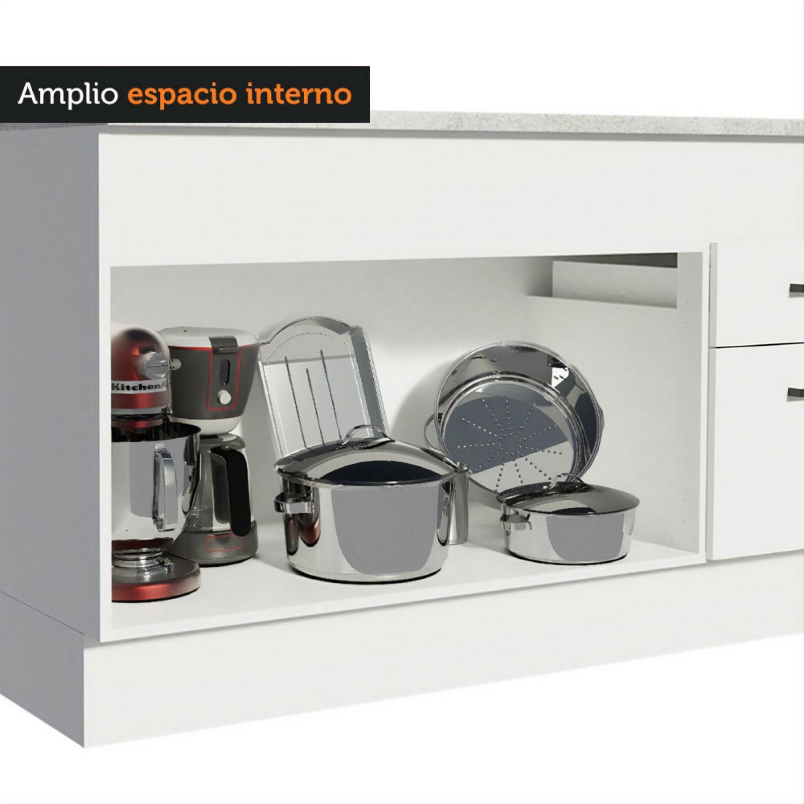 Mueble Inferior de Cocina Madesa Agata 150cm 2 Puertas Blanco. image number null