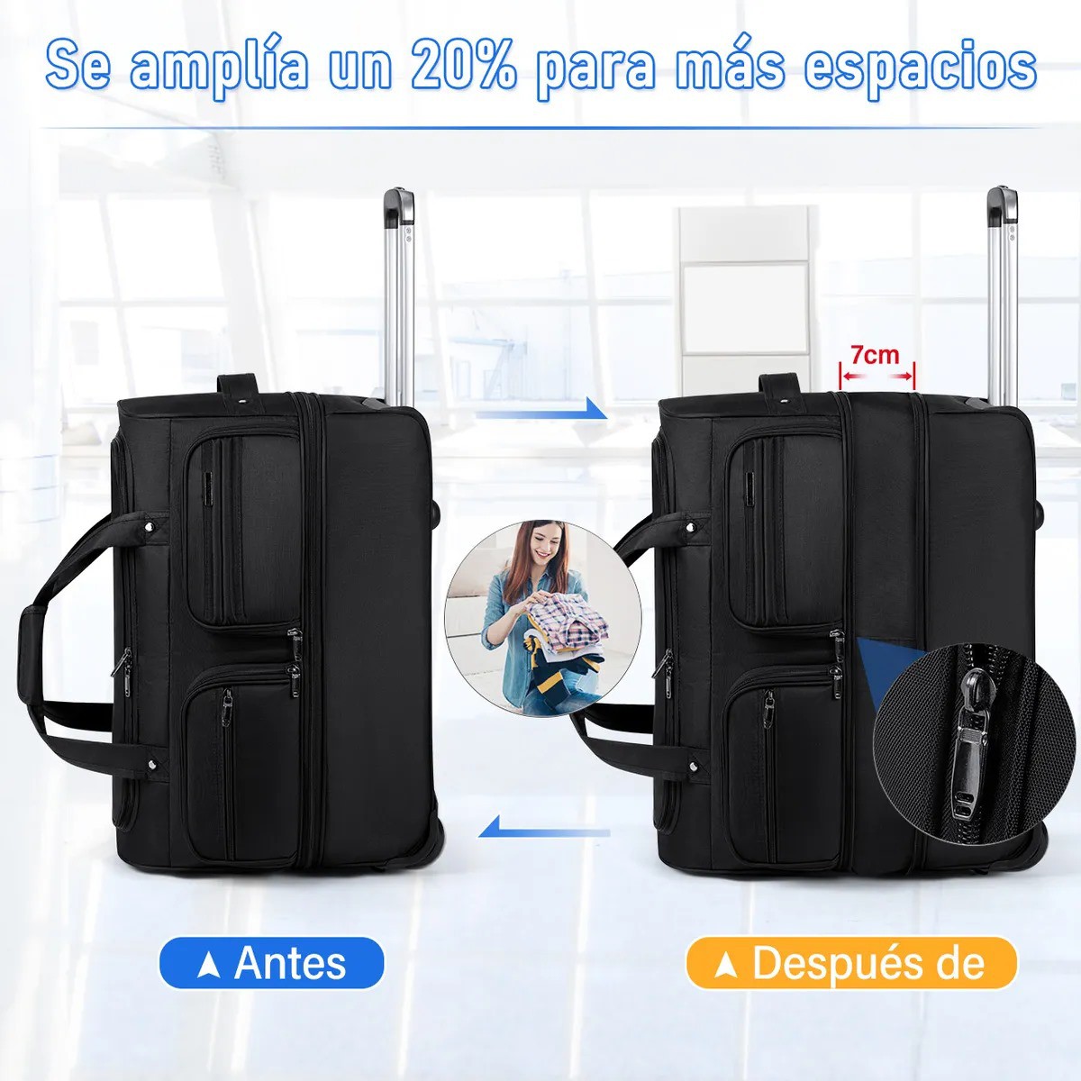 Maletas Viaje Con Ruedas Bolsa De Viaje Mujer 22 Pulgadas image number null