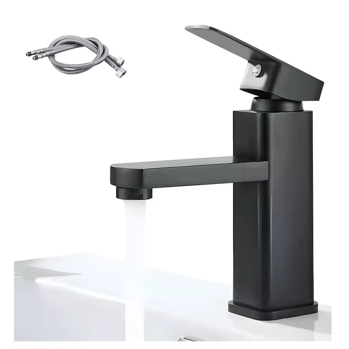 Grifo Ba&ntilde;o Llave Monomando Fregadero Mezcladora Inoxidable Negro image number null