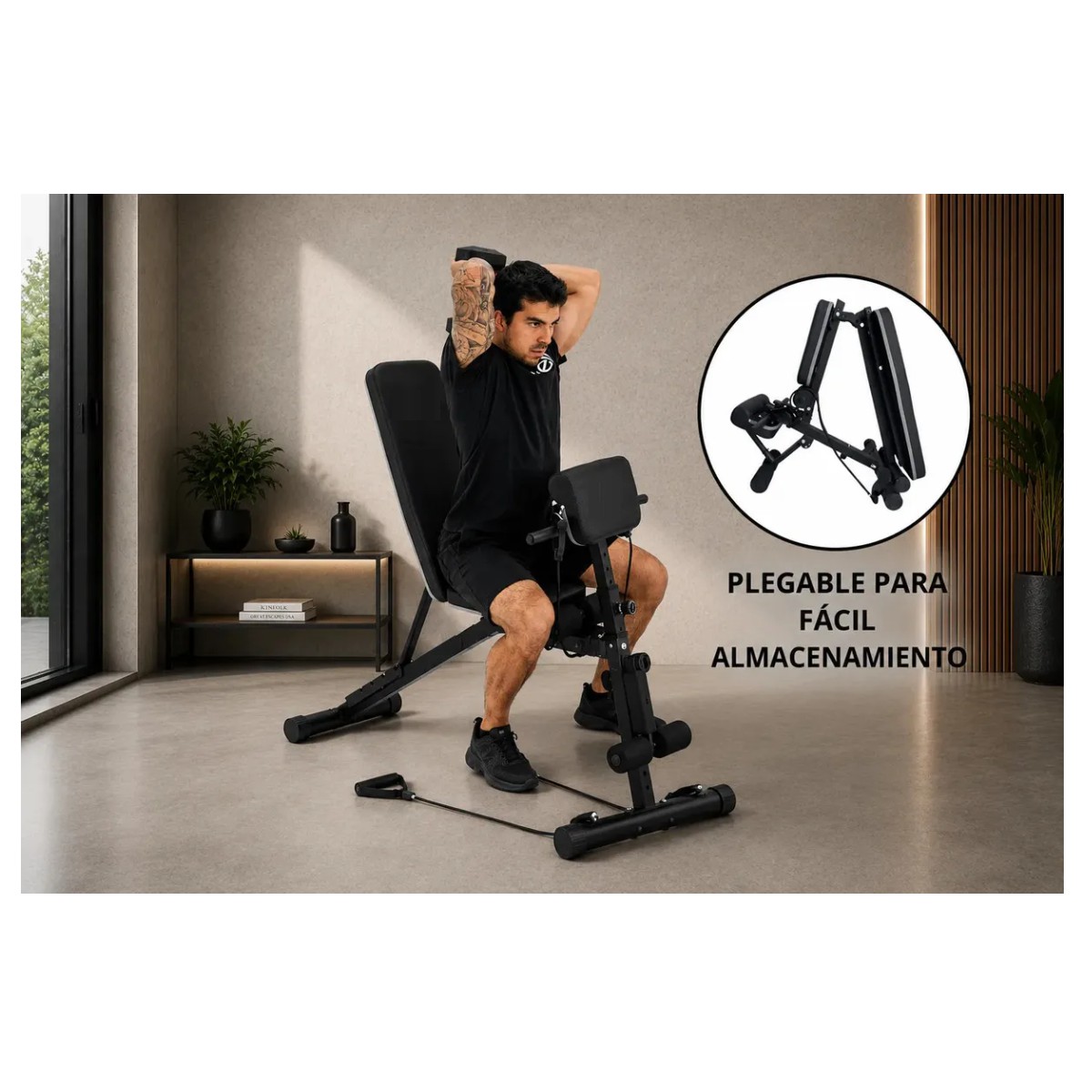 Banco Gym Multiposiciones Ajustable Brazo Y Pierna Negro image number null