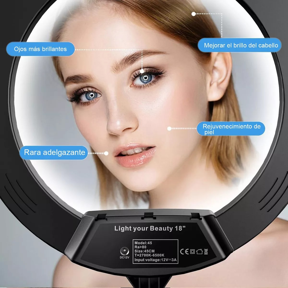 Aro De Luz Led Profesional 18 Pulgadas(45cm) Con 2.1m Tripie image number null