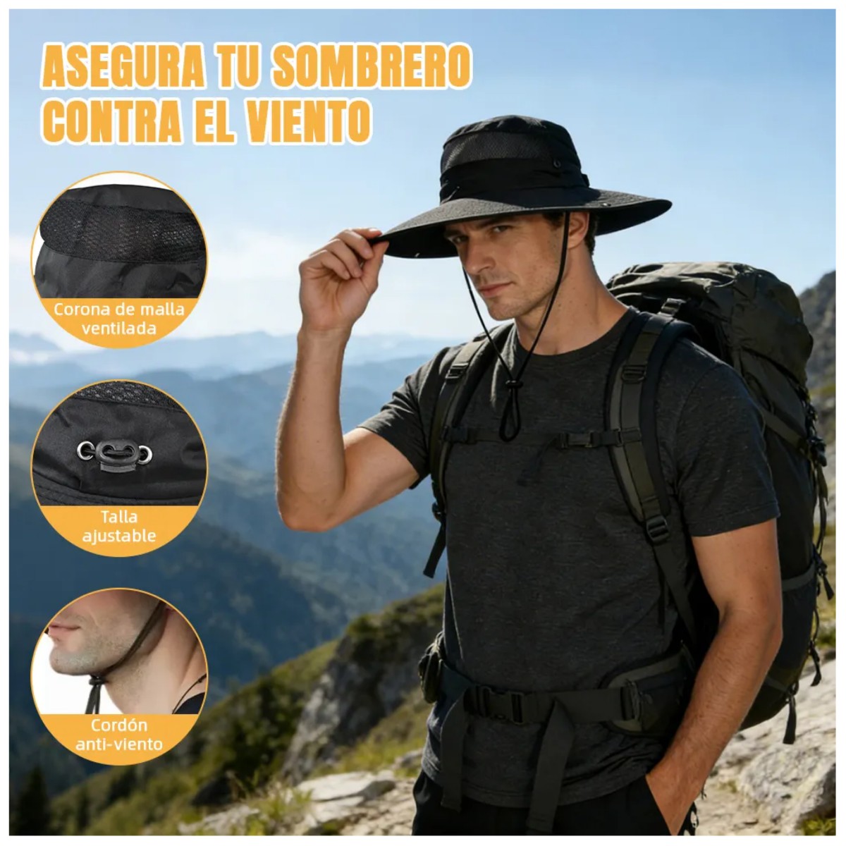 Sombreros Sol Mangas Gafas 6 Piezas Gris oscuro /Negro image number null