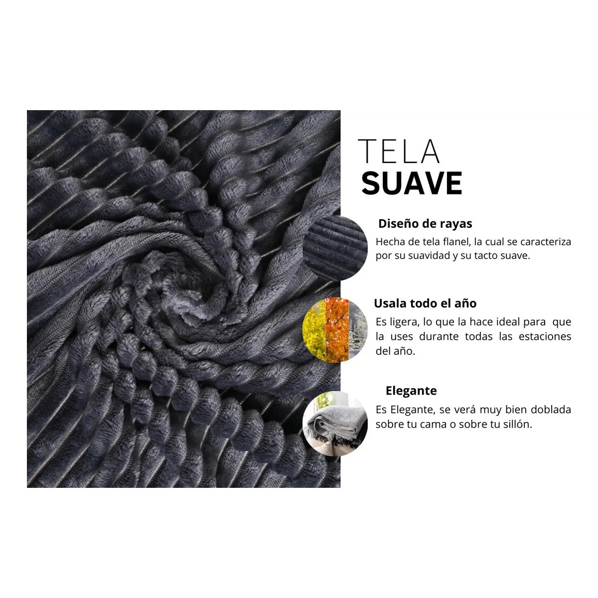 Cobija Suave Polar Frazada Color Gris Oscuro Textura image number null