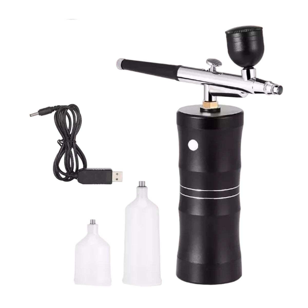 Kit De Aer&oacute;grafo Multiuso Con Compresor Inal&aacute;mbrico Negro image number null