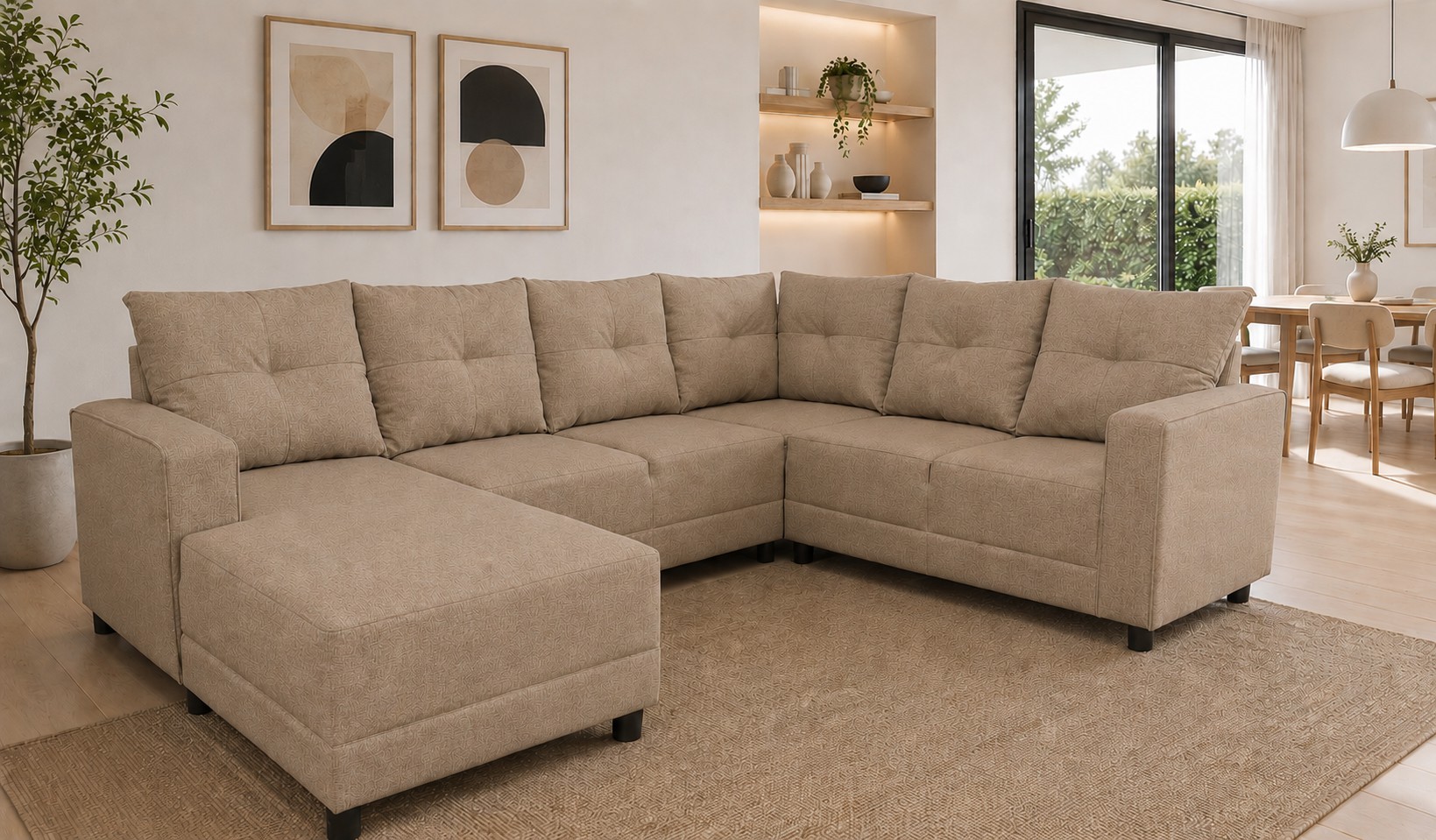 Sala esquinera modular en U El Bazar Store Hera Beige 160x275x215 cm image number null