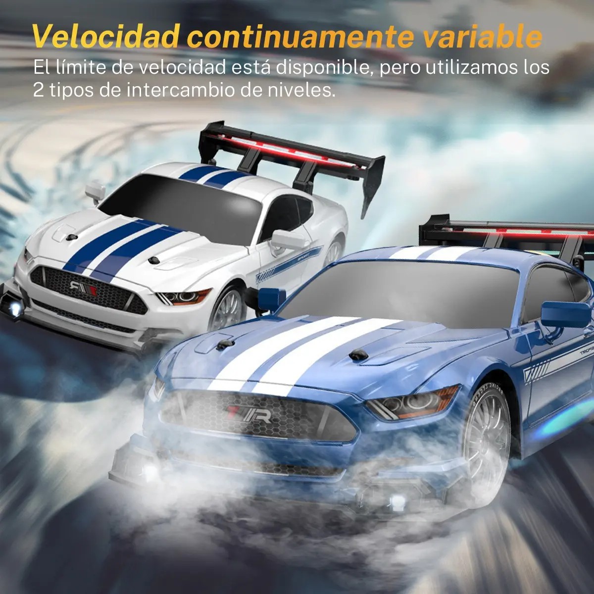 Drift Car De 2,4 Ghz, 1:24 A 20 Km/h, 4wd Con Luces Y Ruedas blanco azul image number null
