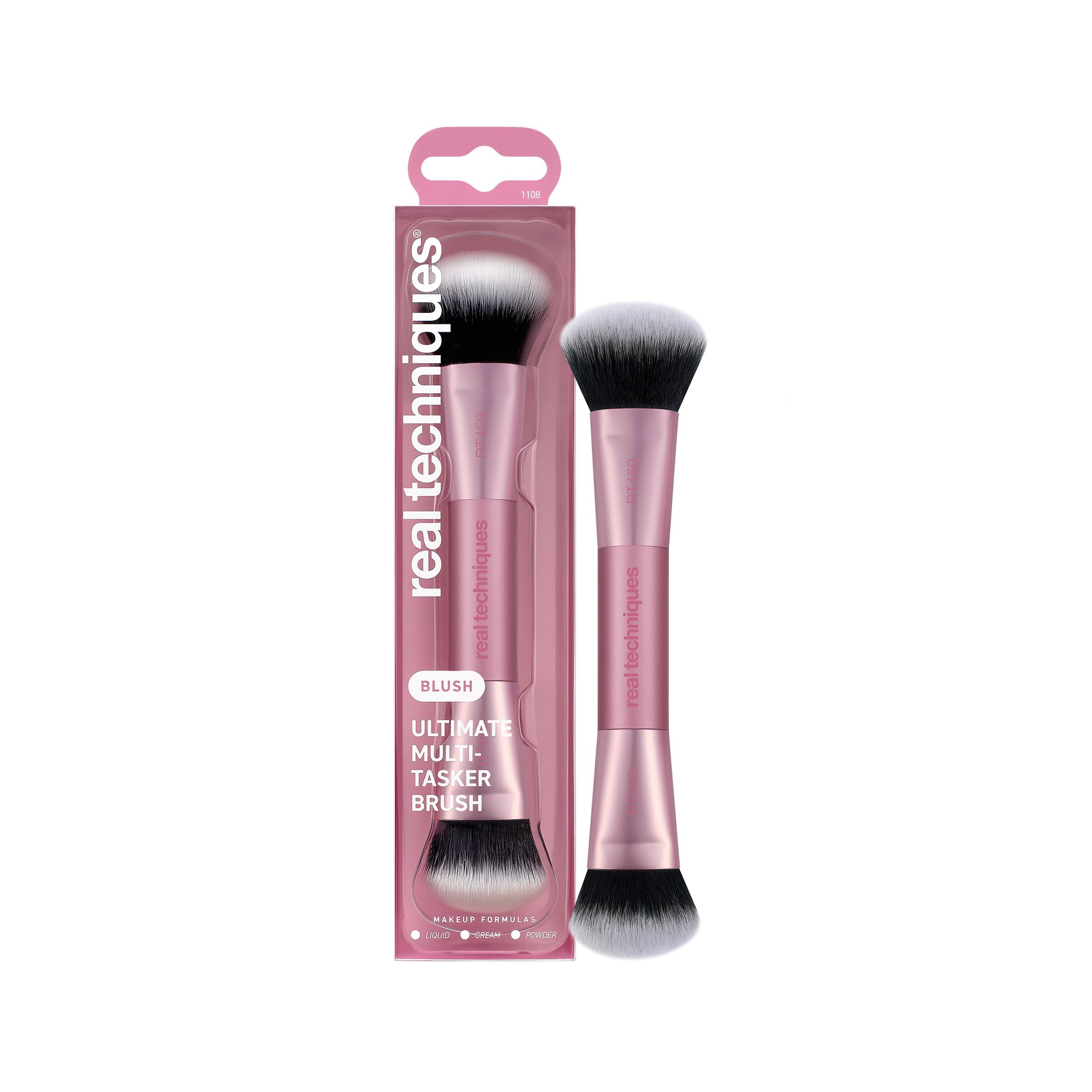 Real Techniques Ultimate Multi Tasker Pincel, Dual Ended Makeup Brush for Foundation, Blush Bronzer & Powder image number null