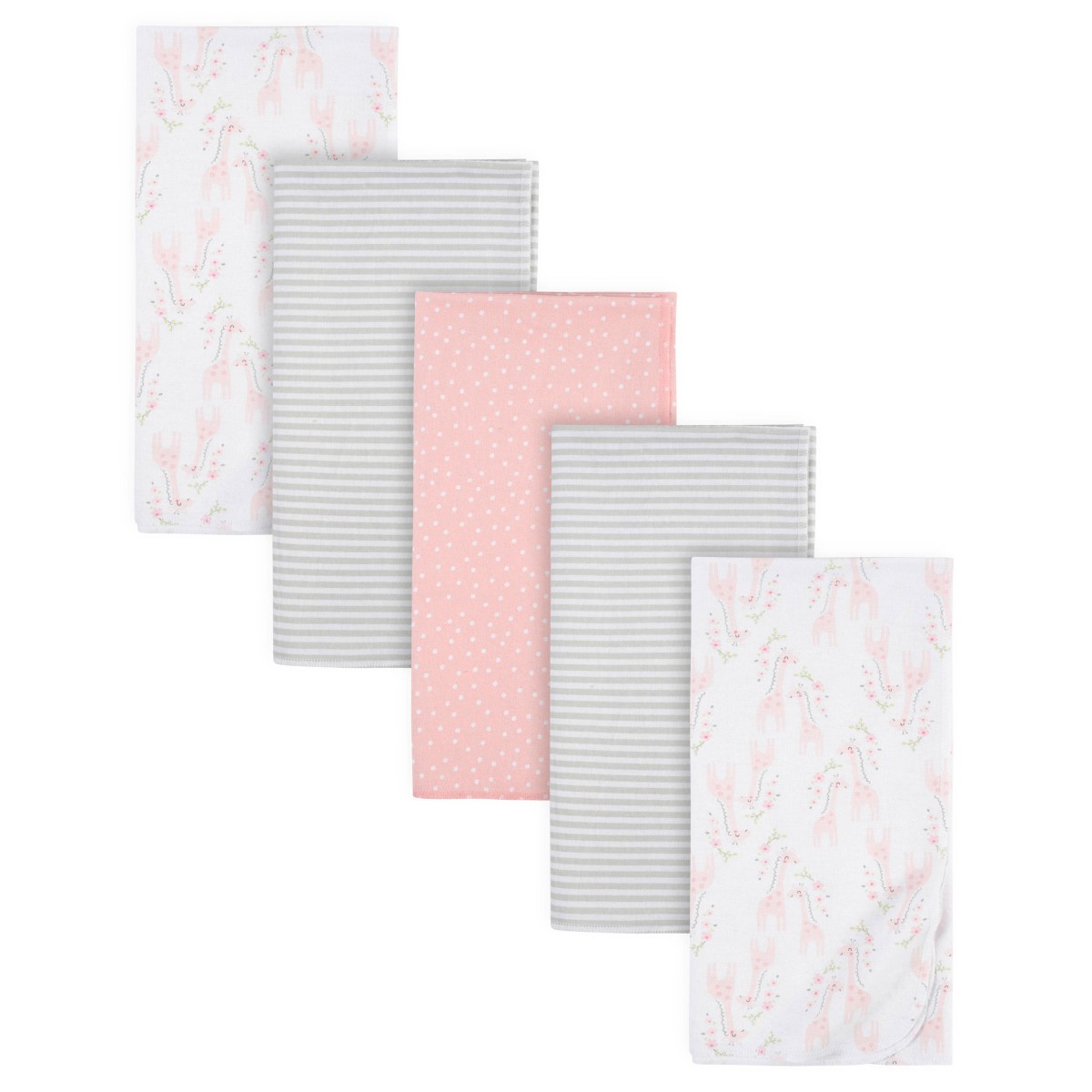 Mantas Gerber algod&oacute;n gris rosa blanco set 5 piezas beb&eacute; image number null