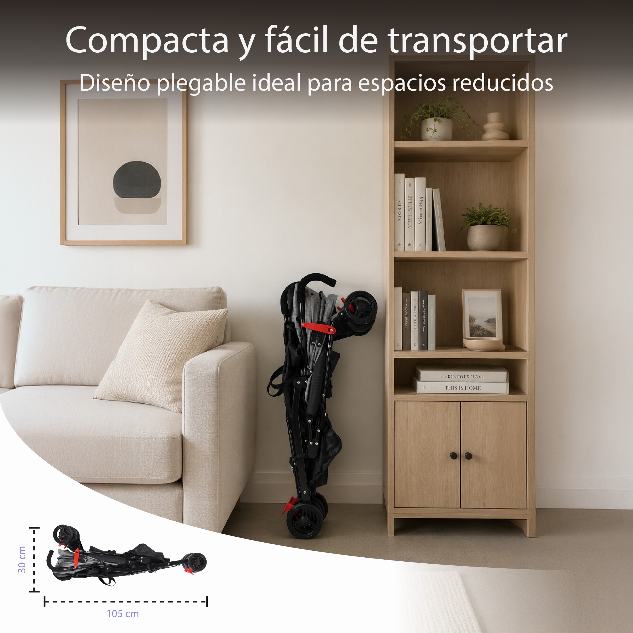 Carriola YEI Gris Bast&oacute;n con Asiento Reclinable Reposapi&eacute;s Ajustable y Dise&ntilde;o Plegable image number null