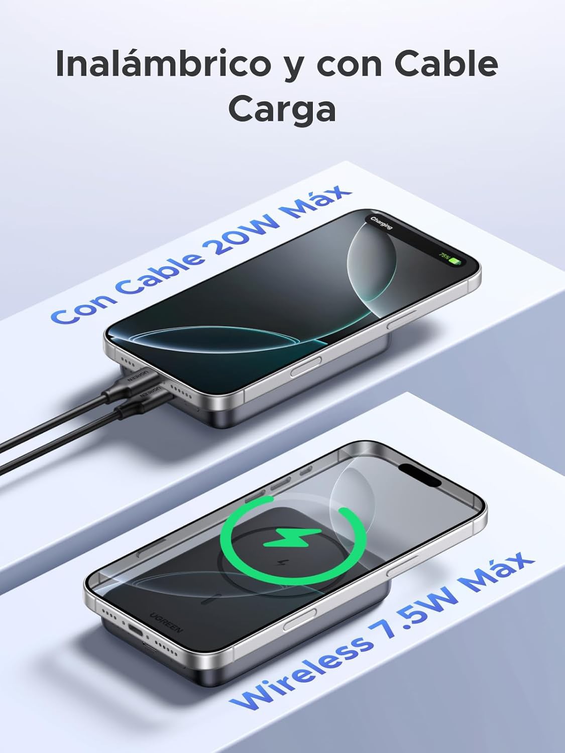 Power Bank Magn&eacute;tico 10000mAh PD 20W, Carga R&aacute;pida USB-C Inal&aacute;mbrica para iPhone y Android image number null