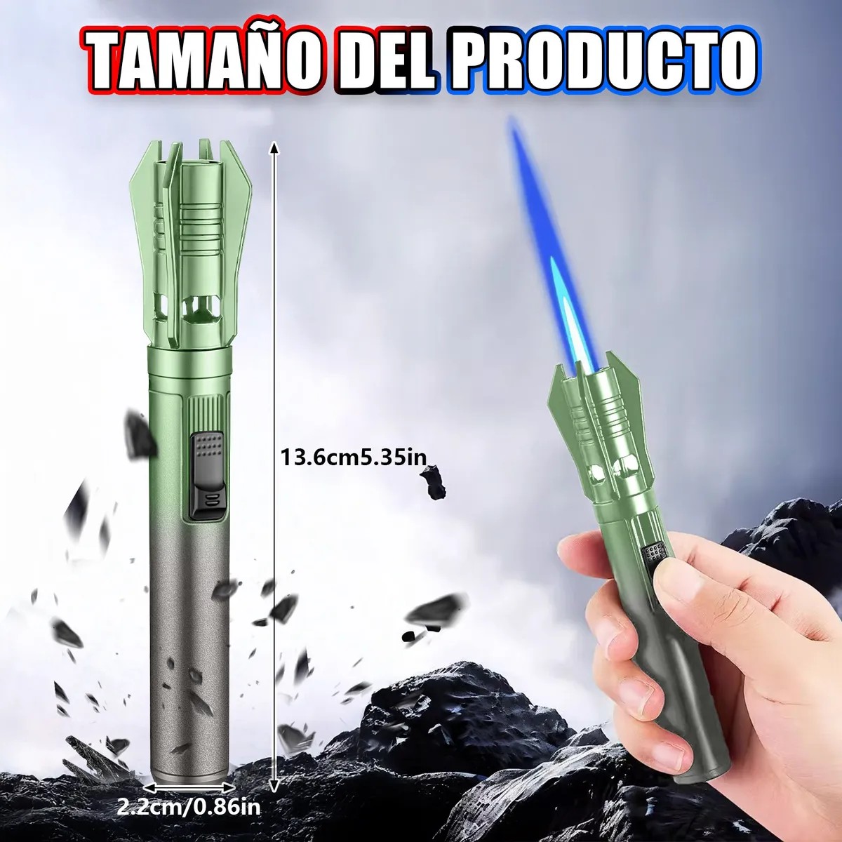 Encendedor Rellenable A Prueba Viento Multiusos De Cocina Verde-gris image number null