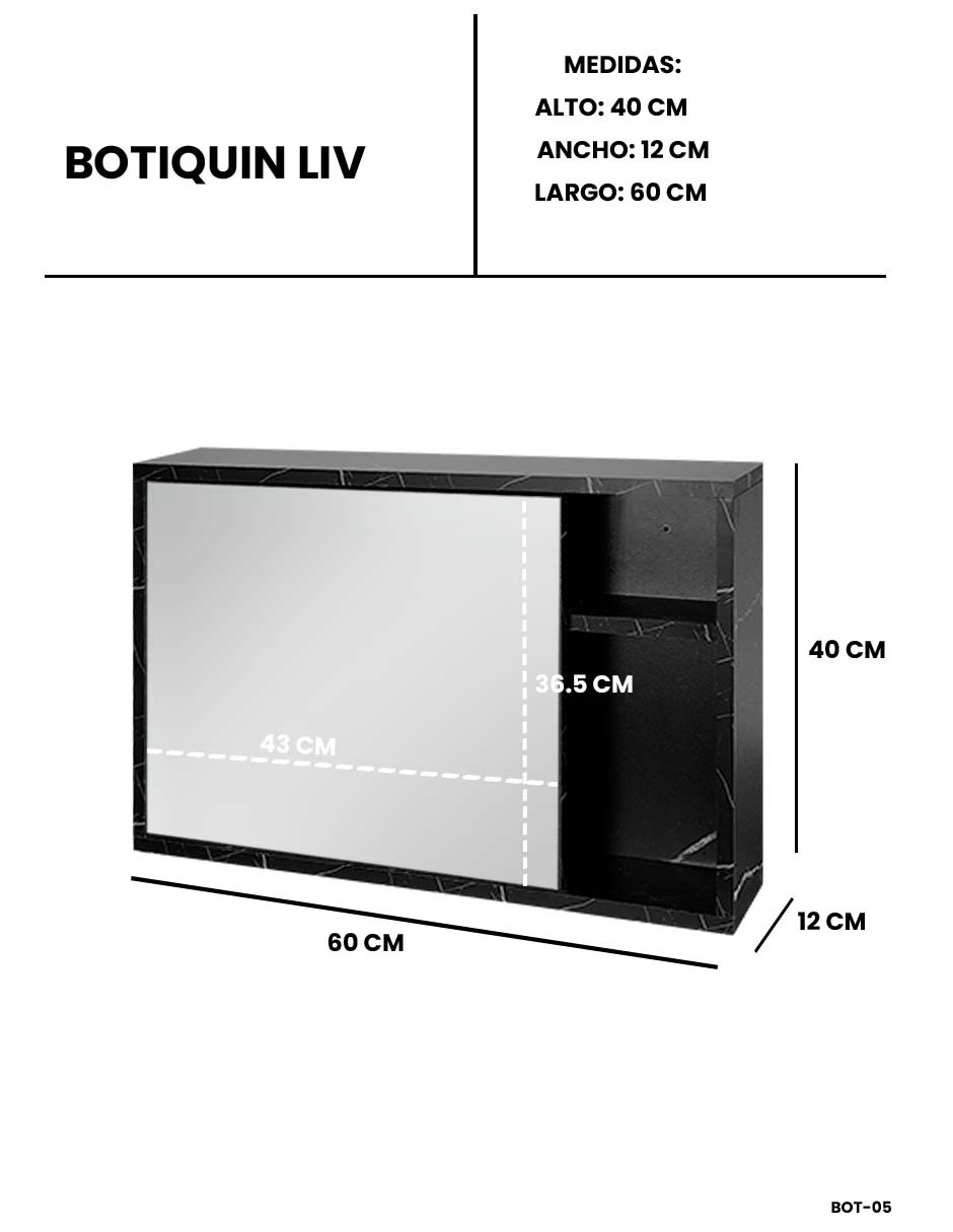 Botiqu&iacute;n Con Espejo LIV Minimalista Para Ba&ntilde;o image number null