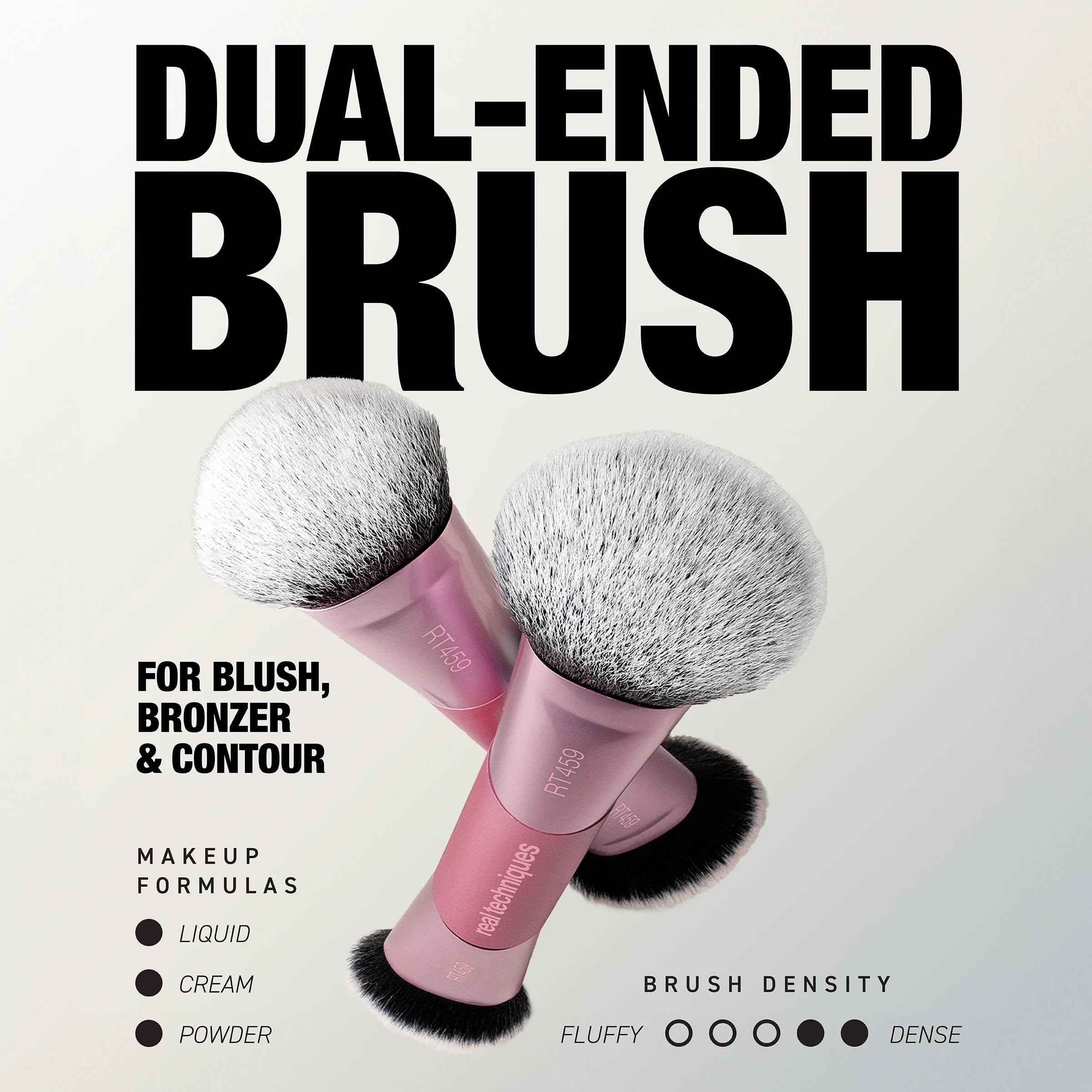 Real Techniques Ultimate Multi Tasker Pincel, Dual Ended Makeup Brush for Foundation, Blush Bronzer & Powder image number null