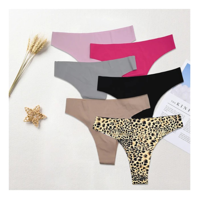 Pack De 6 Bragas Calzones Sexy Tanga Sin Costuras Para Mujer image number null