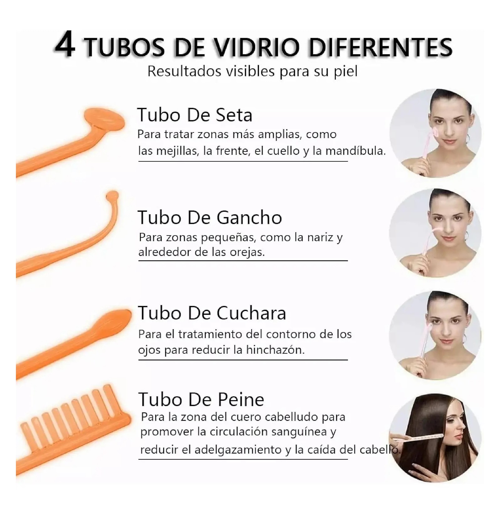 M&aacute;quina Terapia Facial Alta Frecuencia Port&aacute;til 4 Electrodos Vidrio blanco image number null