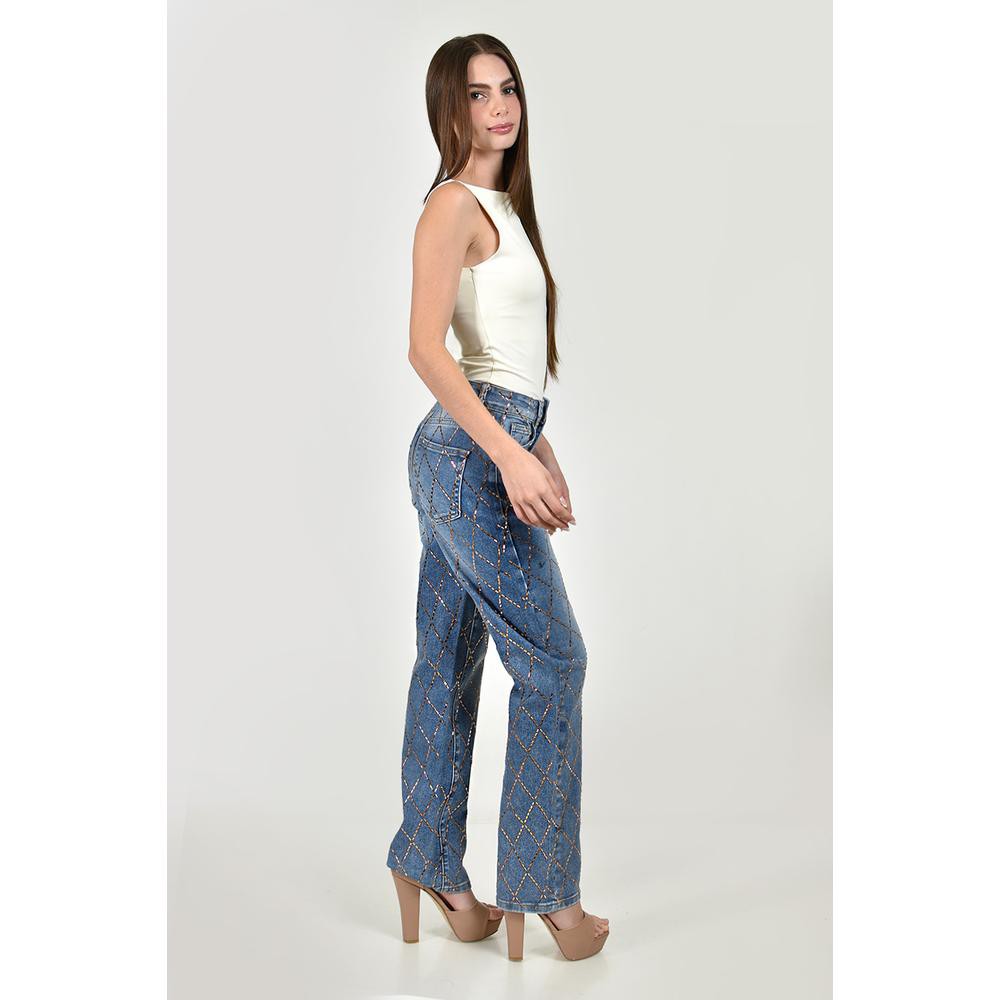 Jeans con patron geometrico /Juvenil, 586 (Azul medio) image number null