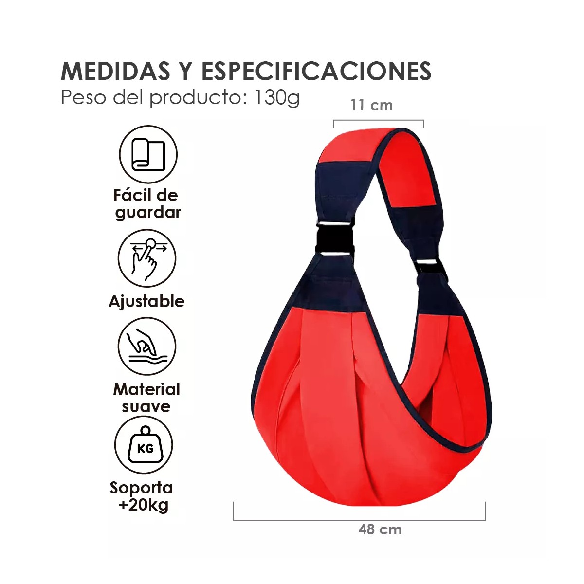 Cangurera Portabeb&eacute;s Multi Posiciones Ajustable Rojo image number null