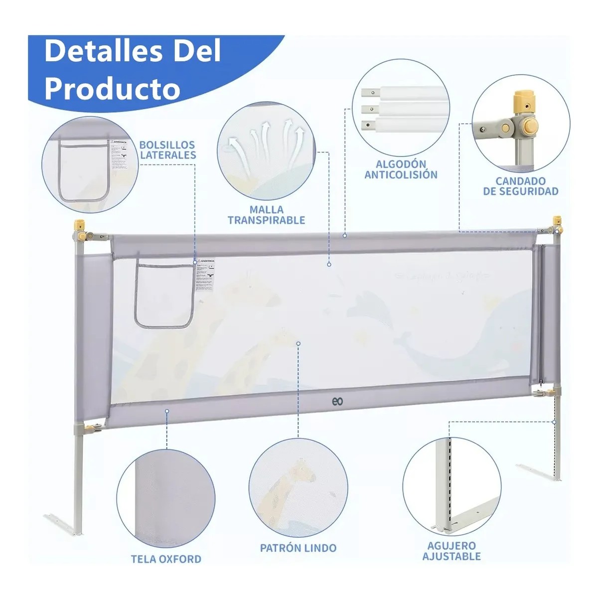 Barandal Protector De Cama Pare Infantil Bebe Ni&ntilde;os Animal Zoo 200x95cm image number null