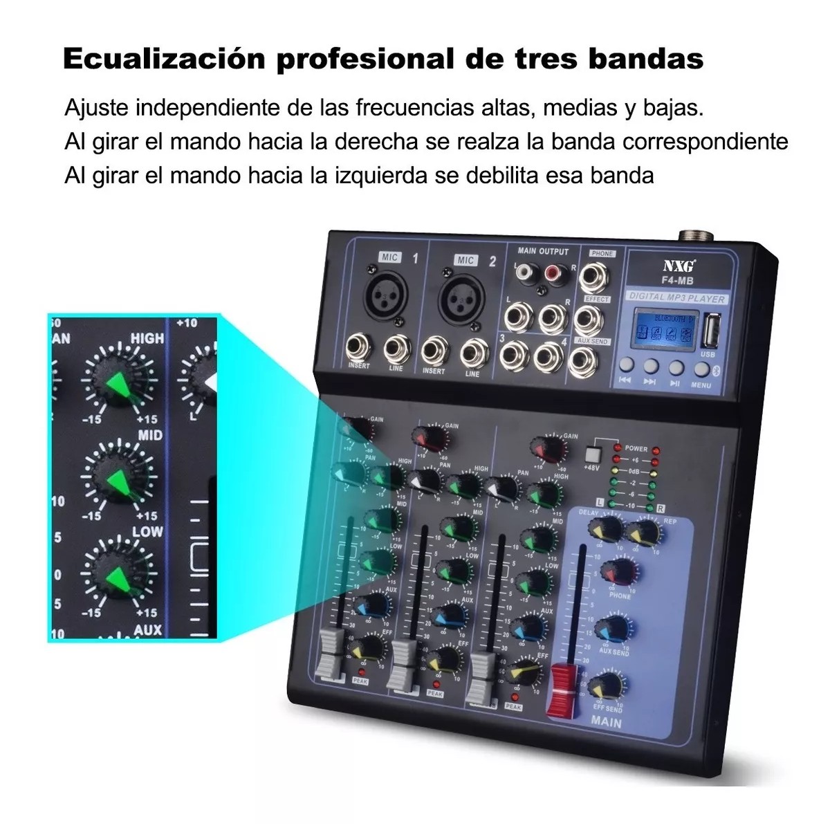 Mezcladora 4 Canales Pasiva Reproductor Bluetooth Usb image number null