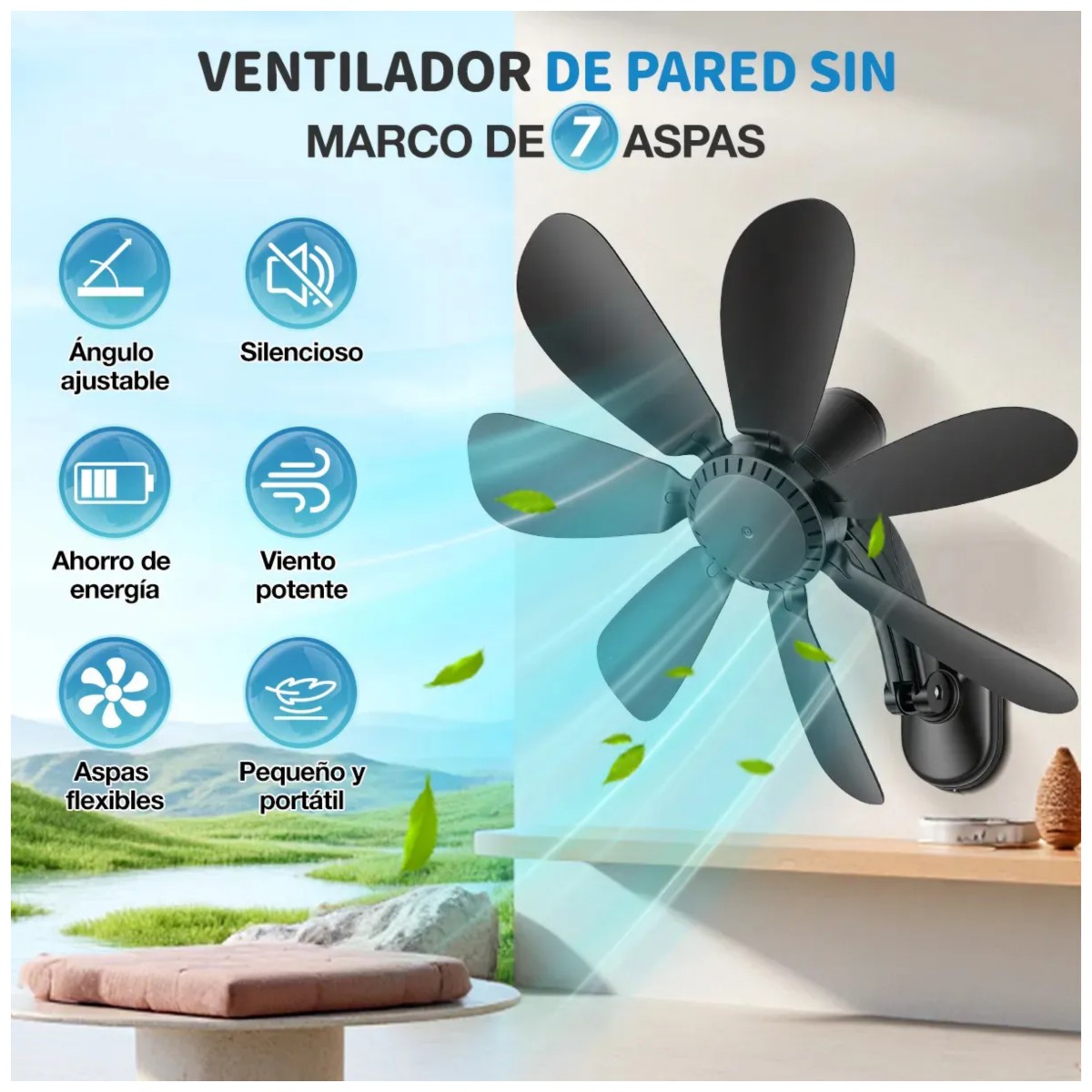Ventilador De Pared Enchufable Para Patios, Hogar, Garaje, Interior/exterior Negro image number null