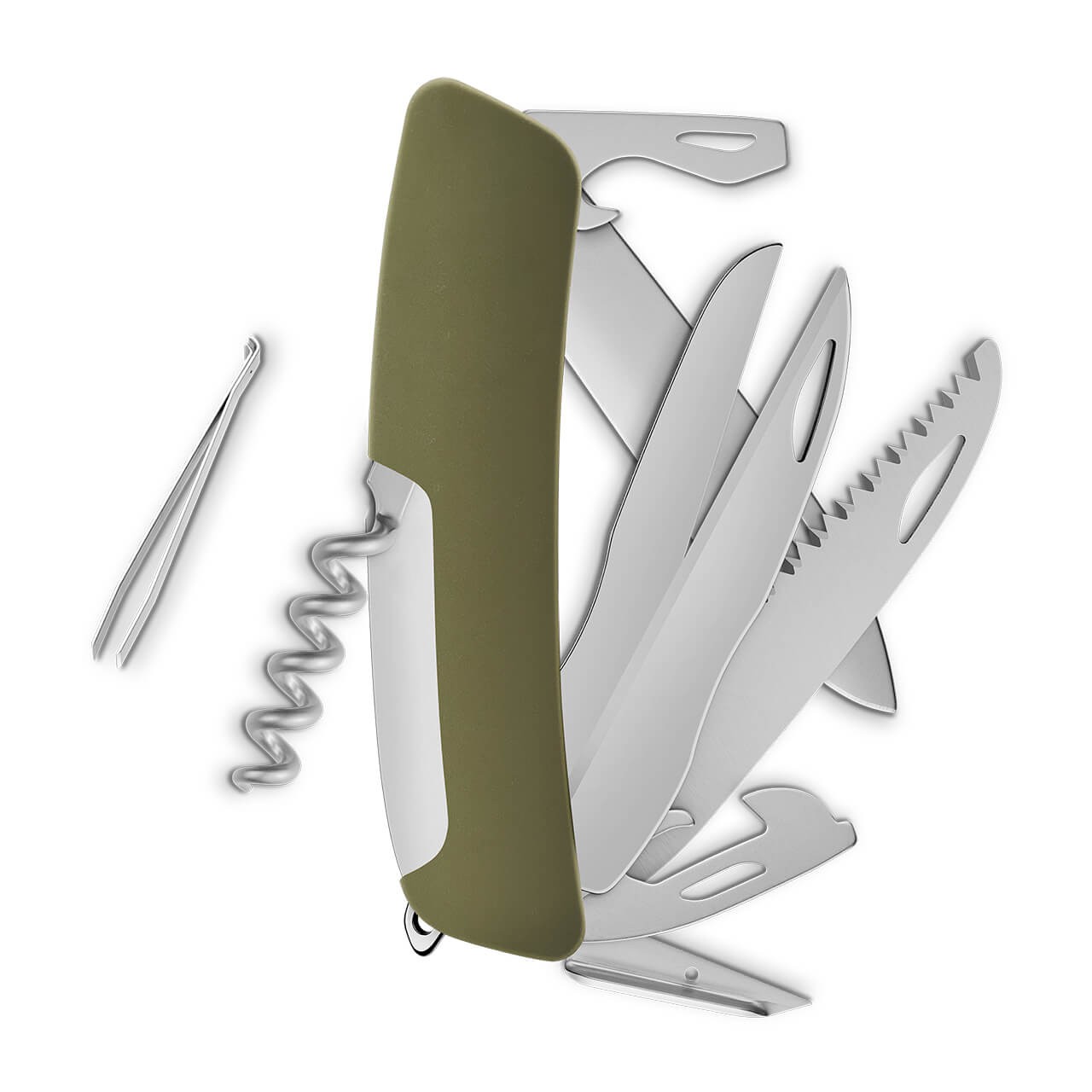 Navaja SWIZA KNR.0136.1050 ALLMATT Standard D09 R, 14 funciones, olivo image number null