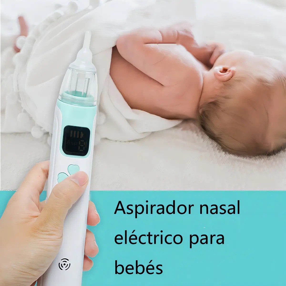 "Aspirador Nasal Beb&eacute; Saca Mocos Seguro El&eacute;ctrico Limpiador verde blanco " image number null