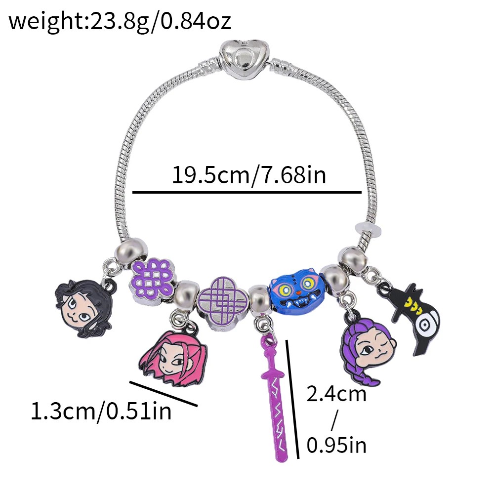 Pulsera K-Pop Demon Hunters con Charms Rumi, Zoey, Mira y Crow, Accesorios anime lindos para mujer dibujos animados image number null