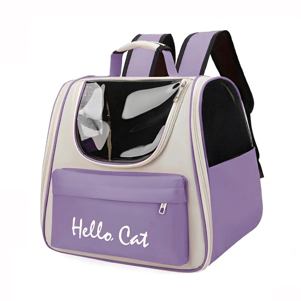 Mochila Back Pack Transportadora Gato Perro Mascota Peque&ntilde;a VIOLETA image number null