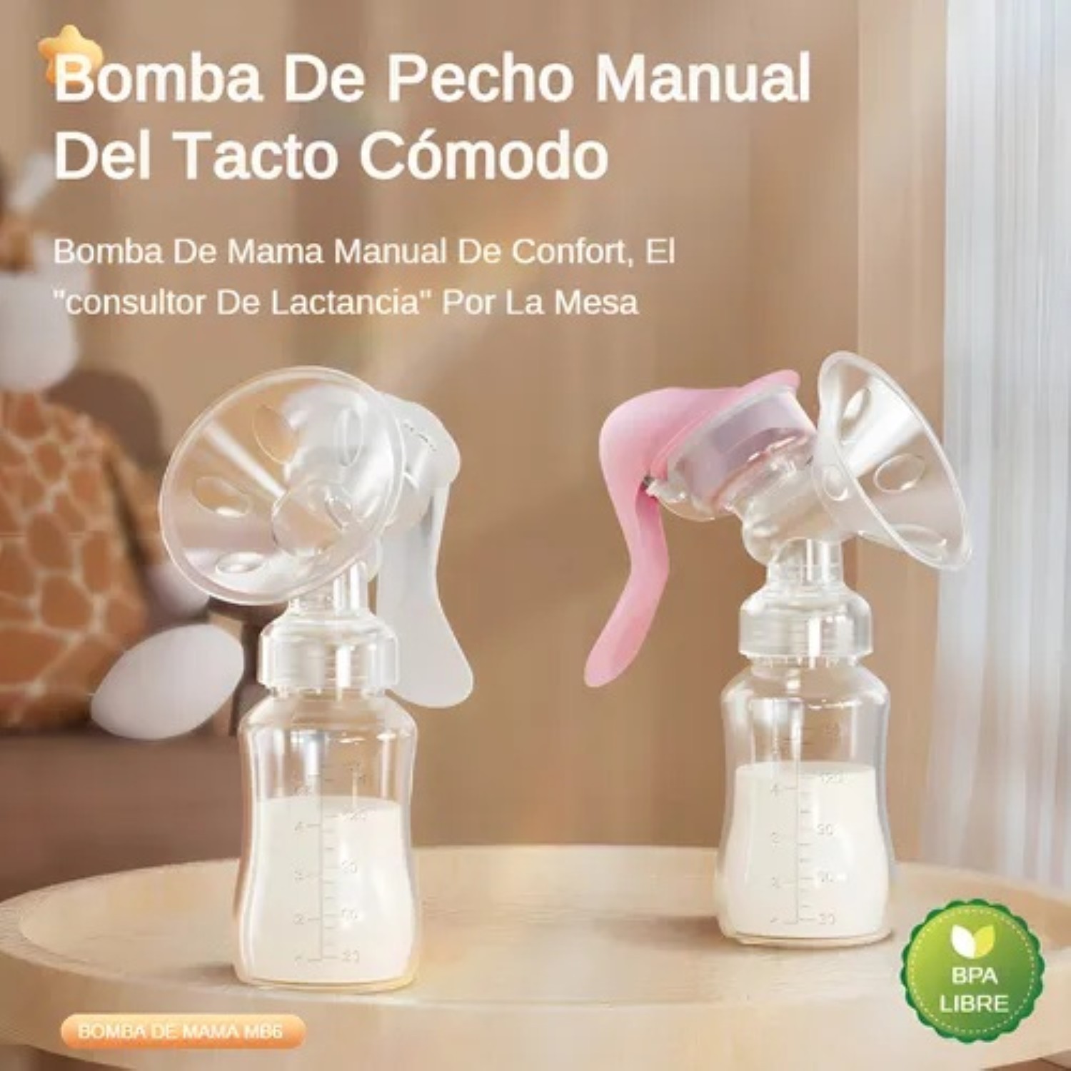 Extractor de leche materna manual 2 EN 1 Rosa image number null