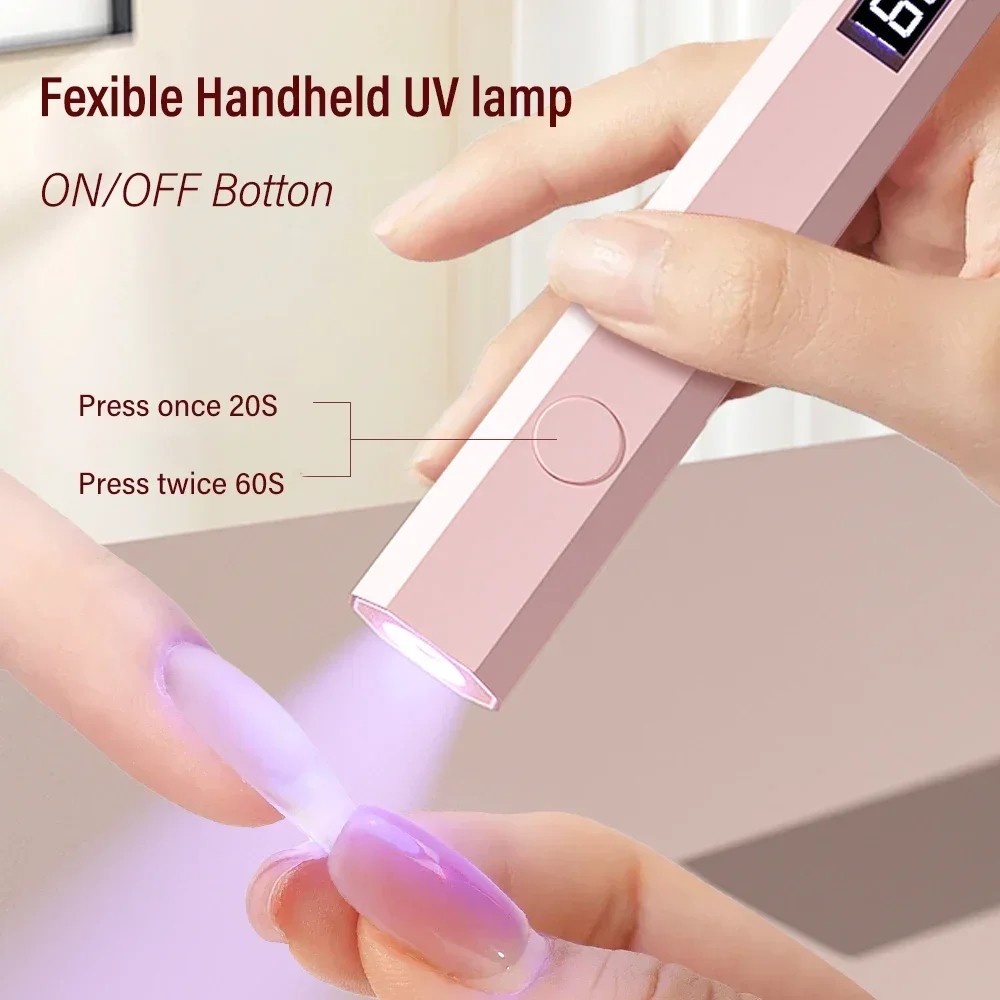 L&aacute;mpara UV LED Port&aacute;til para U&ntilde;as | Secadora de Mano Recargable USB | Curado R&aacute;pido Gel con Pantalla Digital image number null