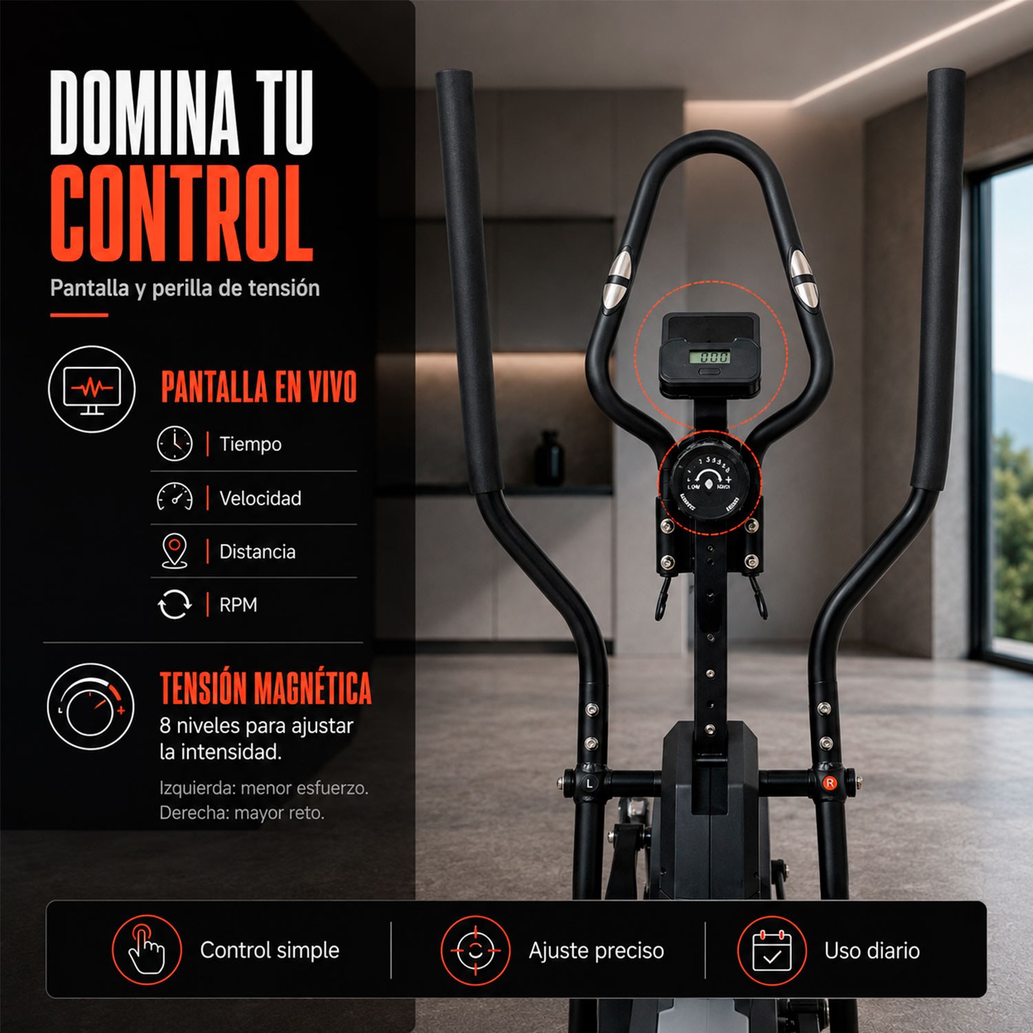Eliptica Magnetica 3en1 Maquina Escaladora 200 Kg 8 Niveles Negro Centurfit image number null