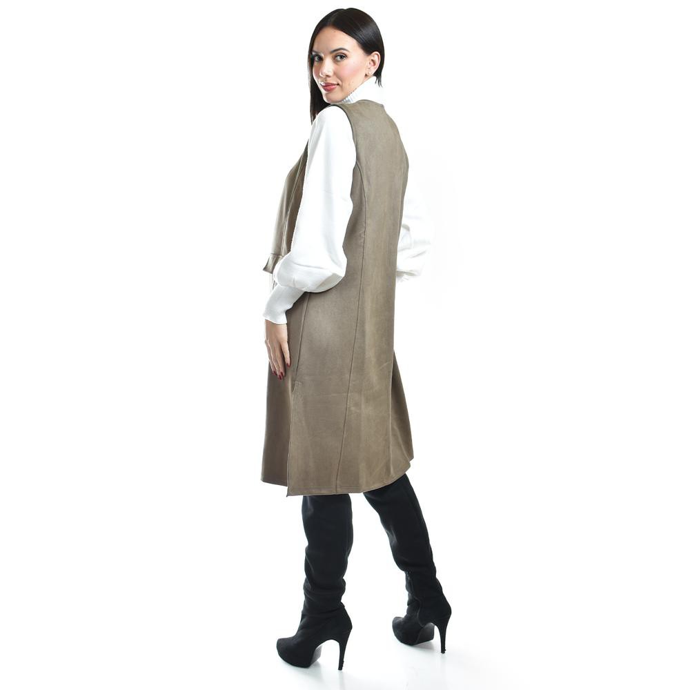 Chaleco largo tipo gamuza Roman Fashion /Juvenil, 3905 (Capuccino) image number null
