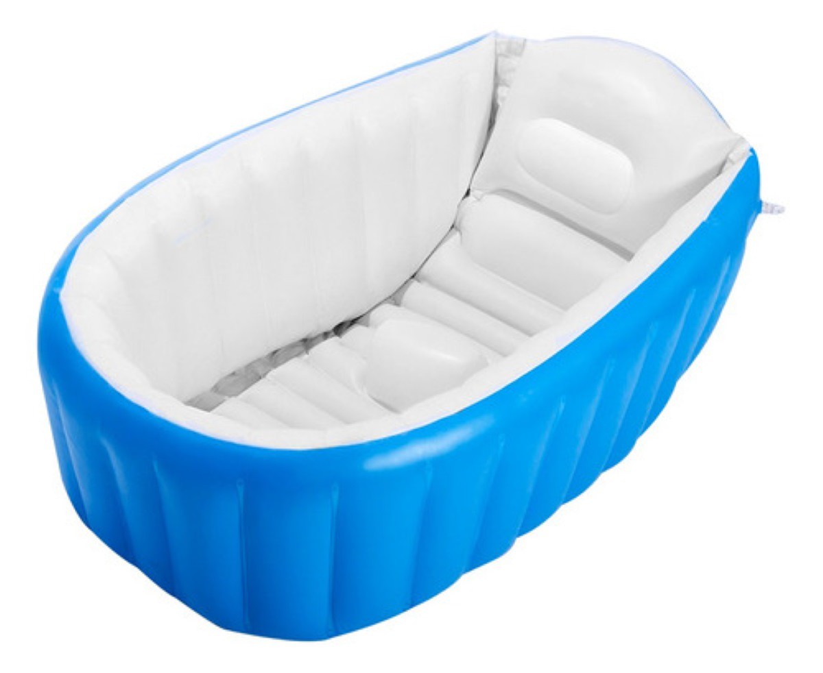 Ba&ntilde;era Inflable Para Beb&eacute;s Port&aacute;til Tina Plegable Con Bomba Color Azul image number null